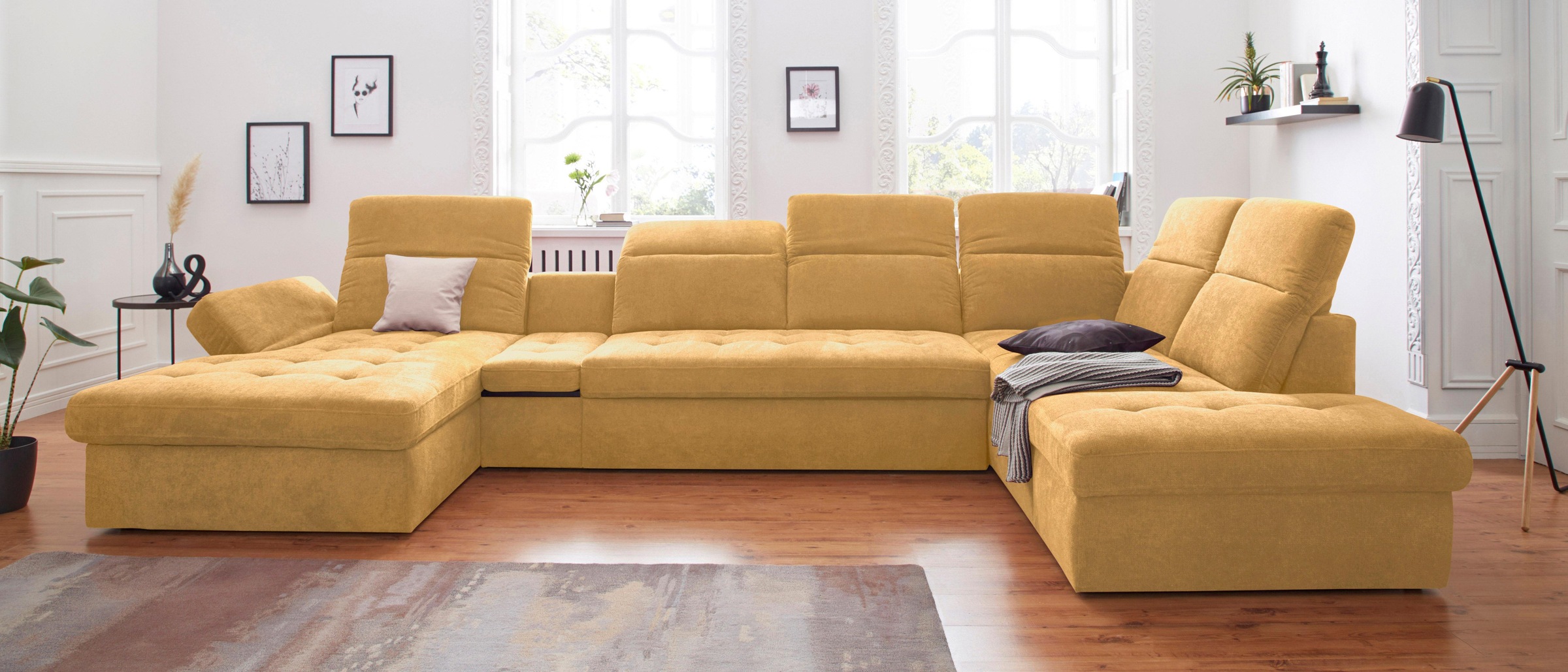 sit&more Wohnlandschaft »Stardust U-Form«, inklusive Kopfteilverstellung, Armlehnenfunktion und Tischelement