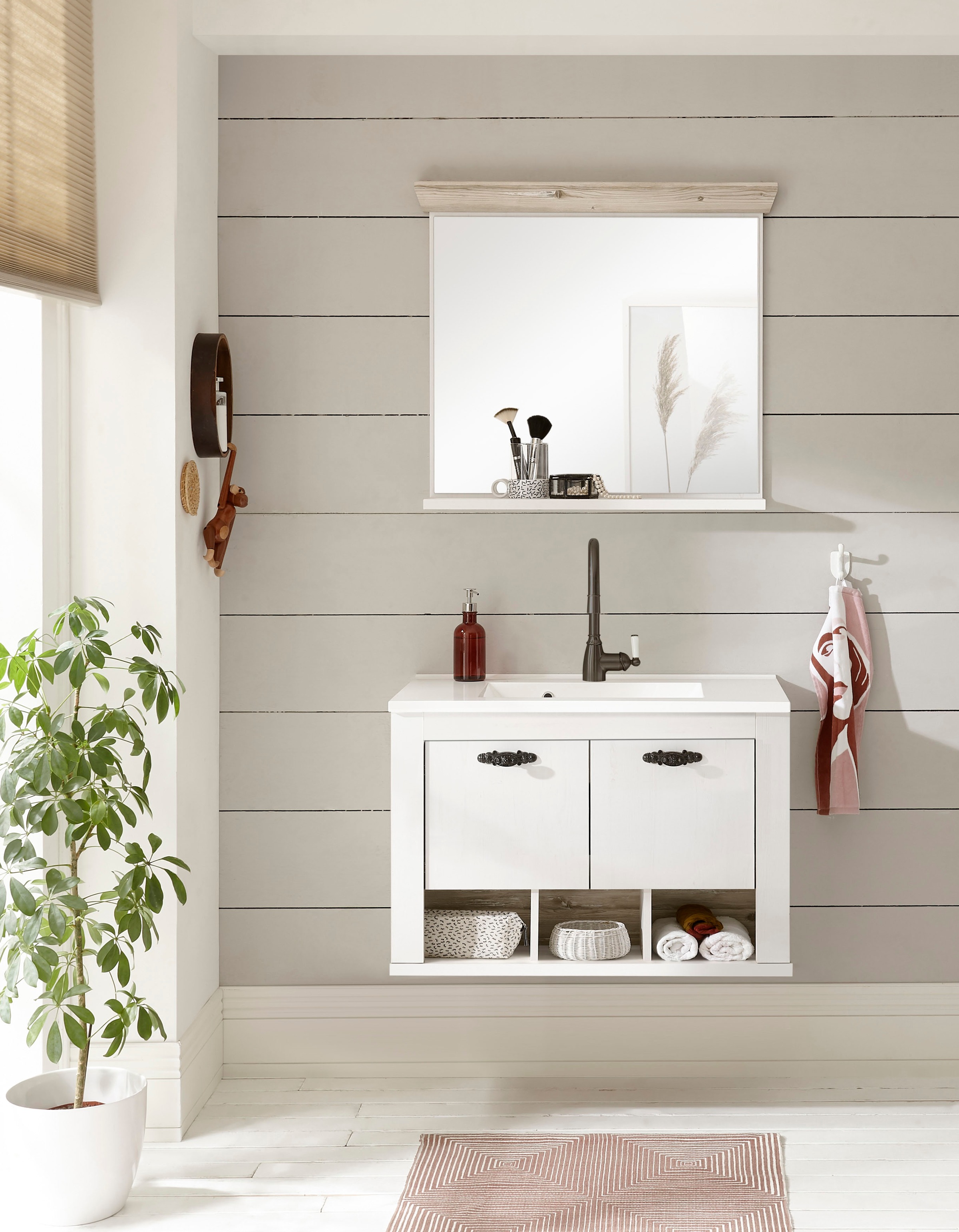 Home affaire Badmöbel-Set "Florenz, Bad im Landhausstil, 2-teiliges Badezim günstig online kaufen