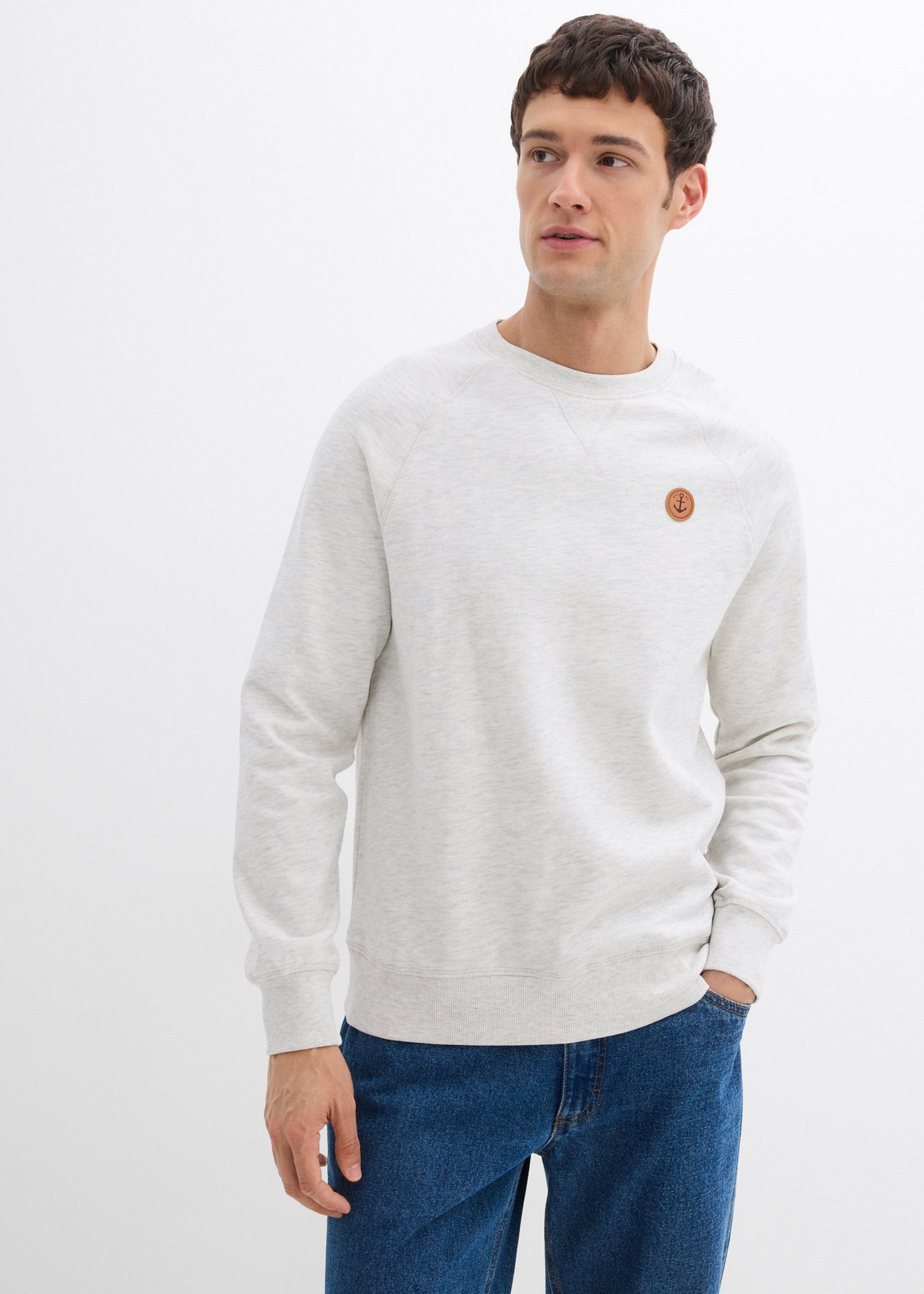 bonprix Sweatshirt, 2 Stk. Regular Fit, unifarben, aus Baumwolle und Polyes günstig online kaufen