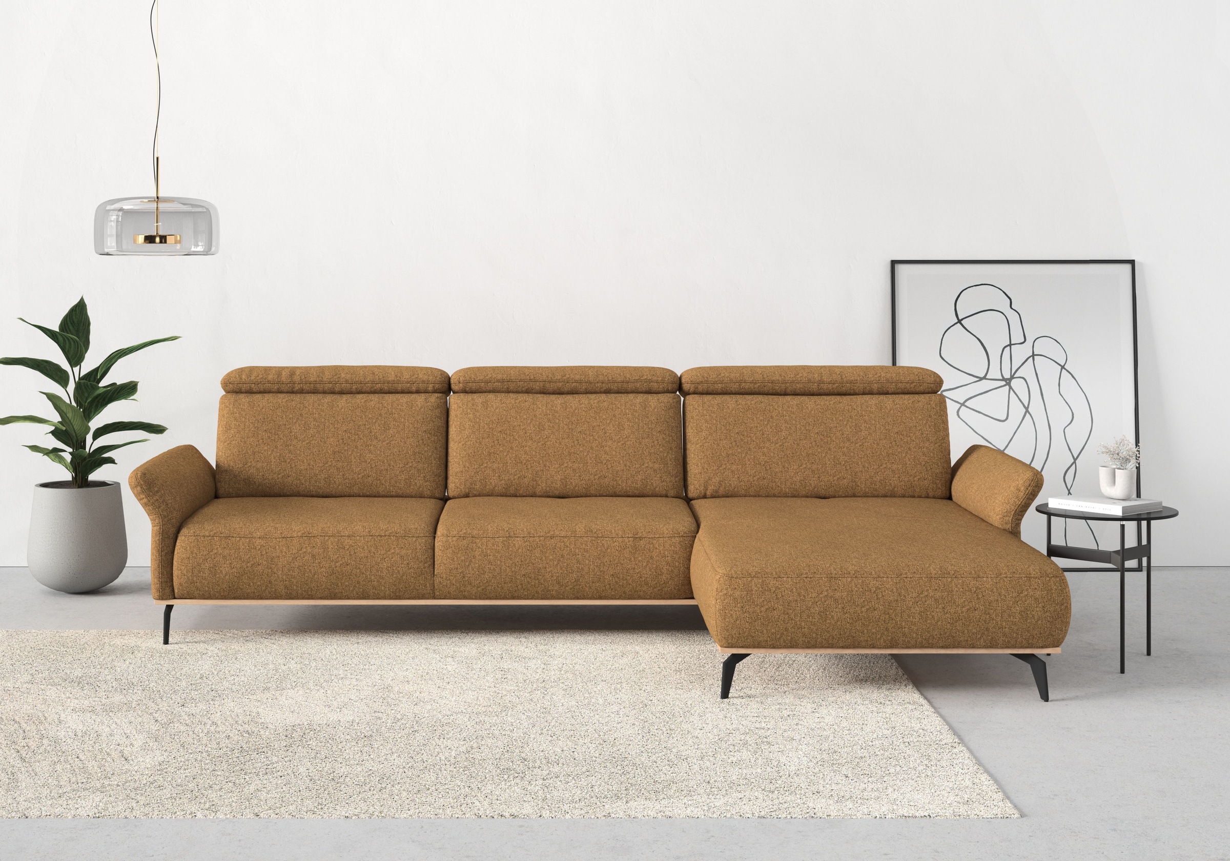 Thumbnail - PLACES OF STYLE Ecksofa "Fjord L-Form" massiv, wahlweise mit Armlehnfunktion, Kopf- Sitztiefenverstellung