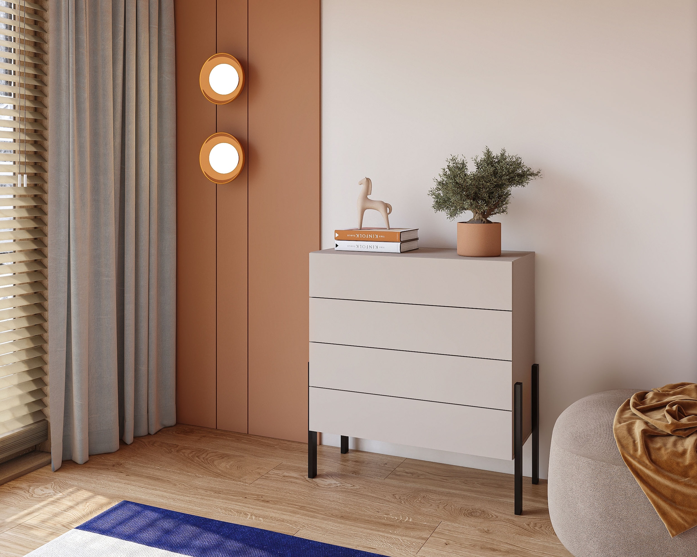 Home affaire Kommode »Jukon, Breite 84 cm, moderne grifflose Kommode«, Schubladenkommode mit 4 Schubkästen, push to open Funktion