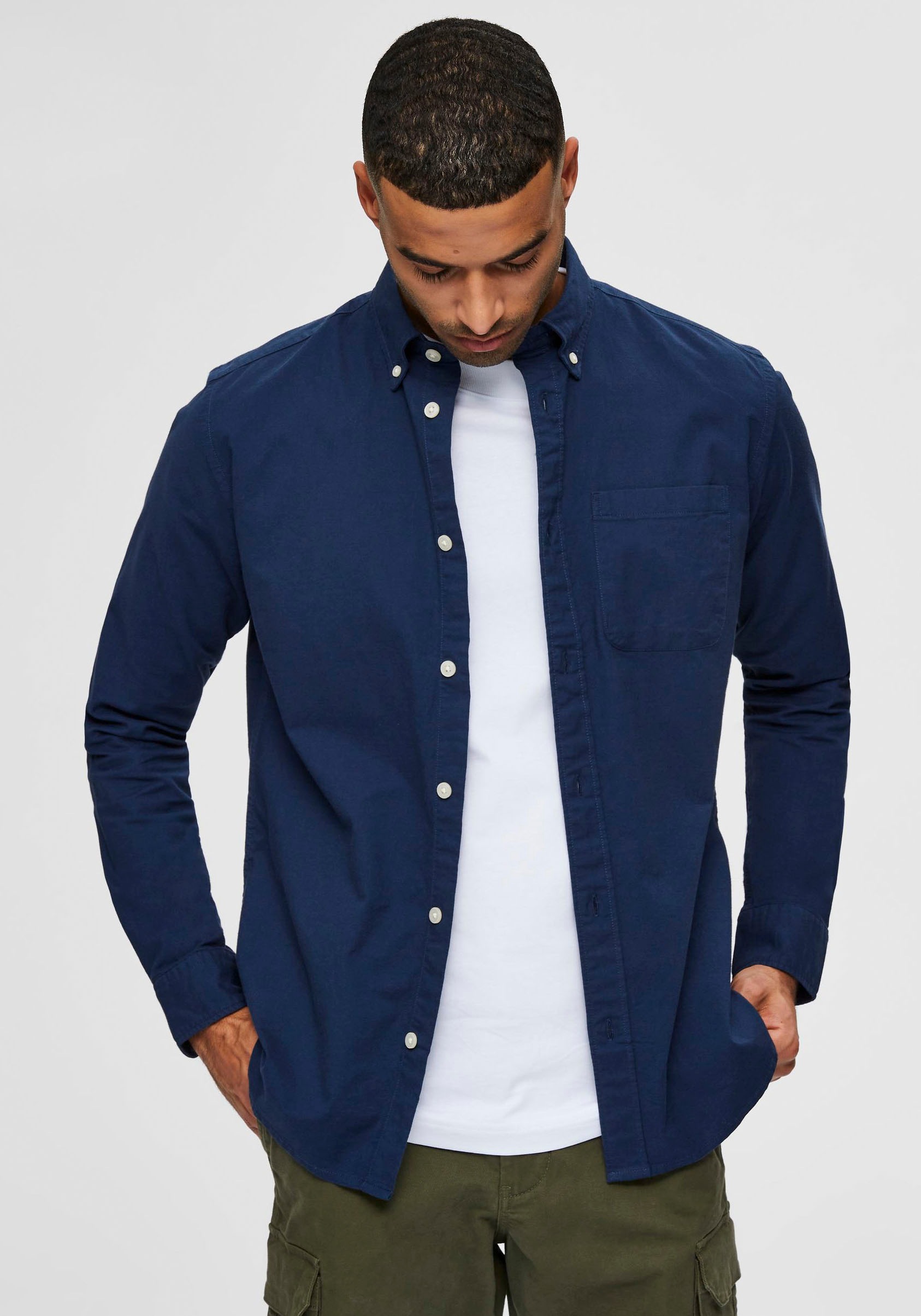 SELECTED HOMME Langarmhemd "SLHREGRICK-OX SHIRT LS NOOS" mit Brusttasche günstig online kaufen