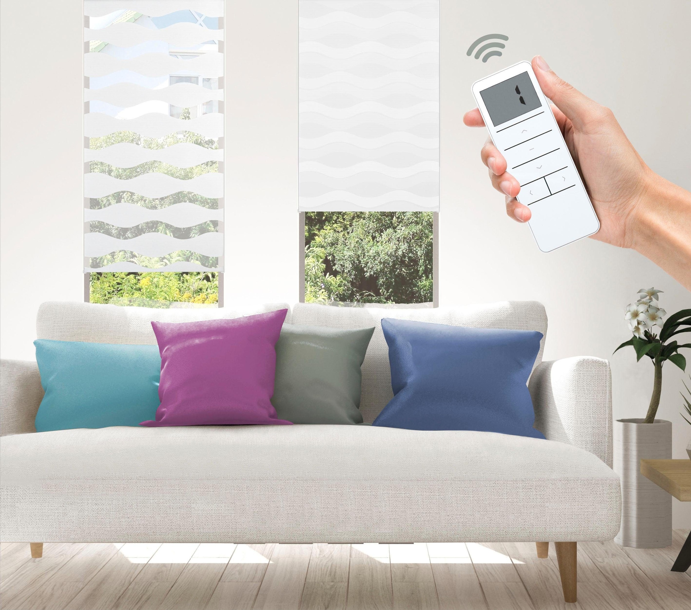 Good Life Elektrisches Rollo »Wave - SMART HOME«, Lichtschutz, ohne Bohren, mit Fernbedienung