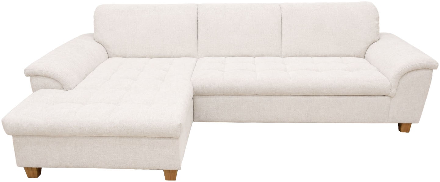 OTTO home »Eggery 279 x 170 cm, auch mit Schlaffunktion & Bettkasten, Holzfüße« Kopfteile verstellbar, L-Form, aus pflegeleichtem Luxus-Microfaser