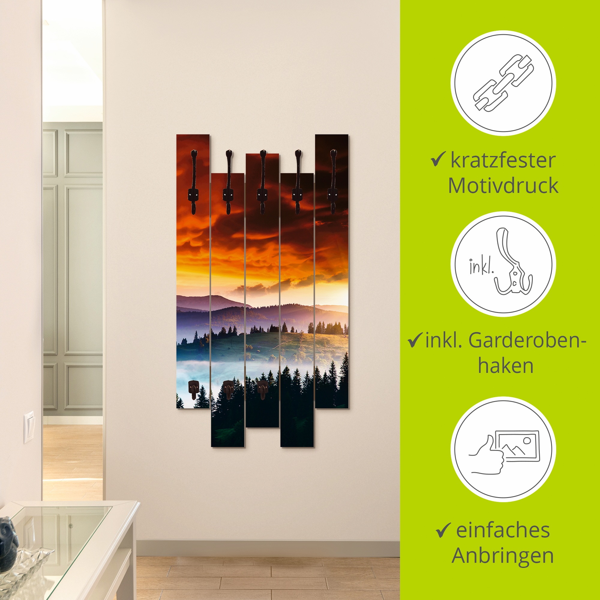 Artland Garderobenleiste »Majestätischer Sonnenuntergang«, teilmontiert