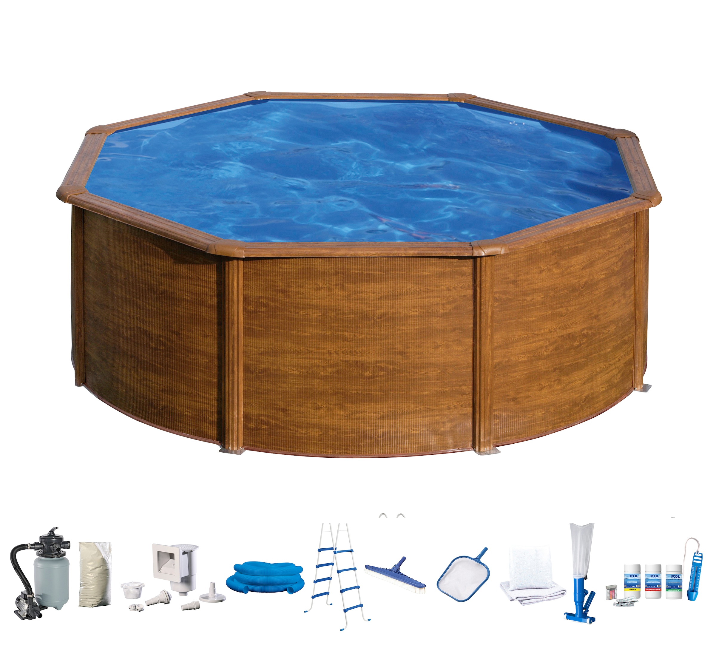 my POOL BWT Rundpool, (Set, 10 tlg.), in moderner Holzoptik, Höhe 120 cm, verschiedene Größen