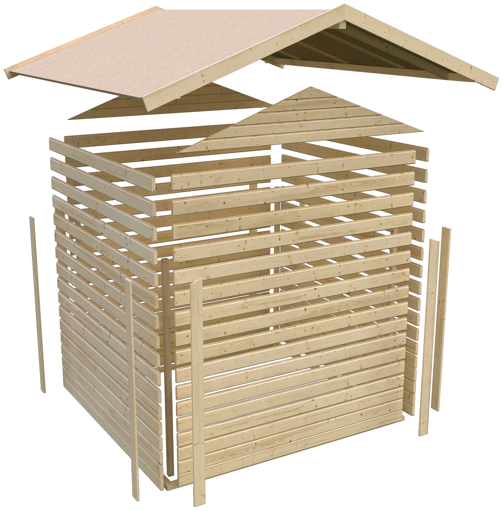 Karibu Gartenhaus »Amberg 5«, (Set), naturbelassen oder anthrazit, mit Boden