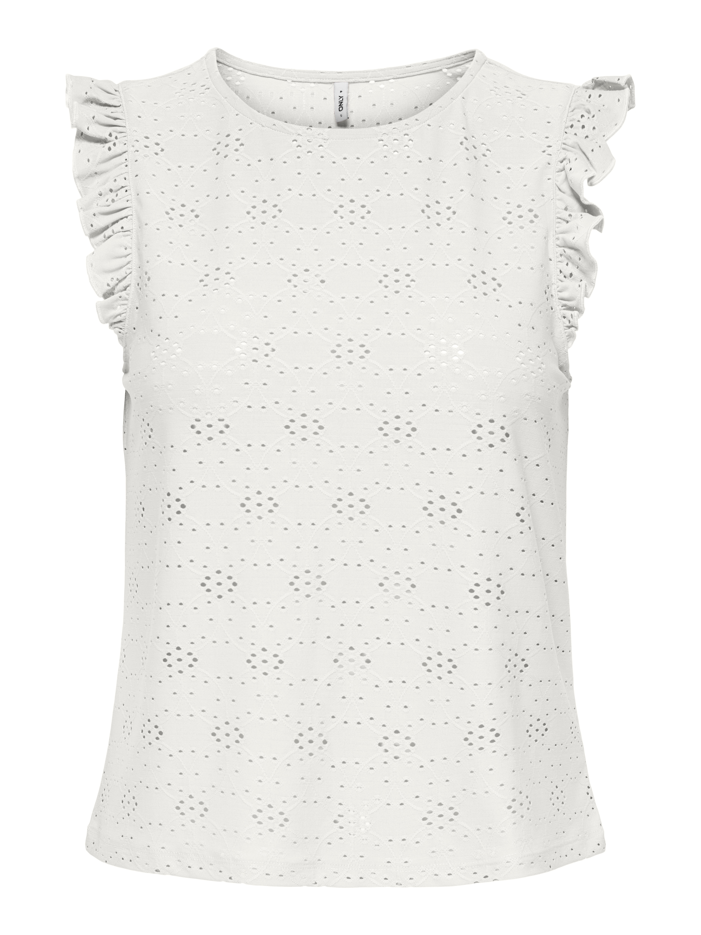 ONLY Shirttop "ONLSMILLA S/L FRILL TOP JRS" Materialmix, regular fit, Rundhals