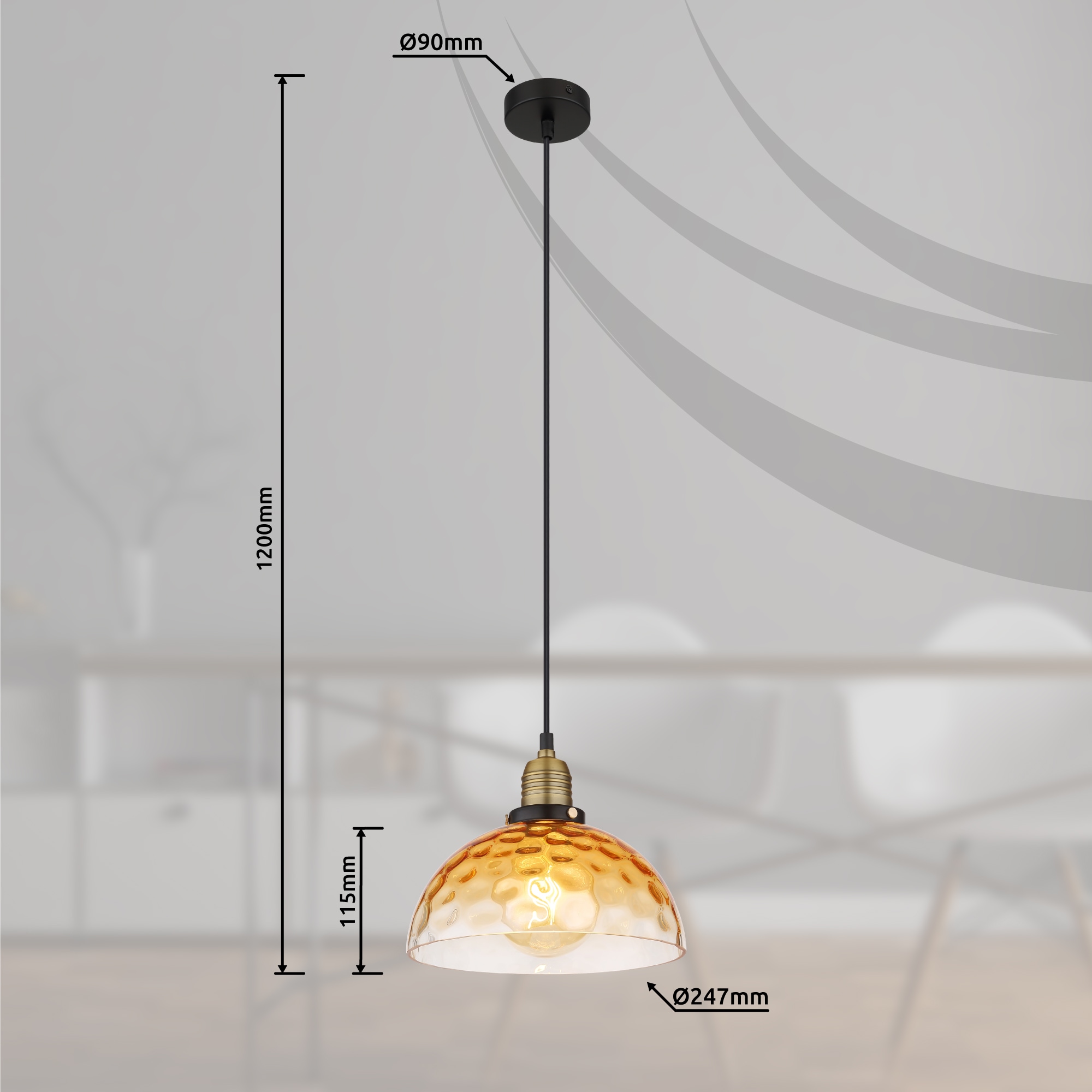 GLOBO LIGHTING Hängeleuchte »SALVY«, Leuchtmittel E27 | ohne Leuchtmittel, Hängelampe/Pendelleuchte/Esszimmer/Wohnzimmer/Esstisch