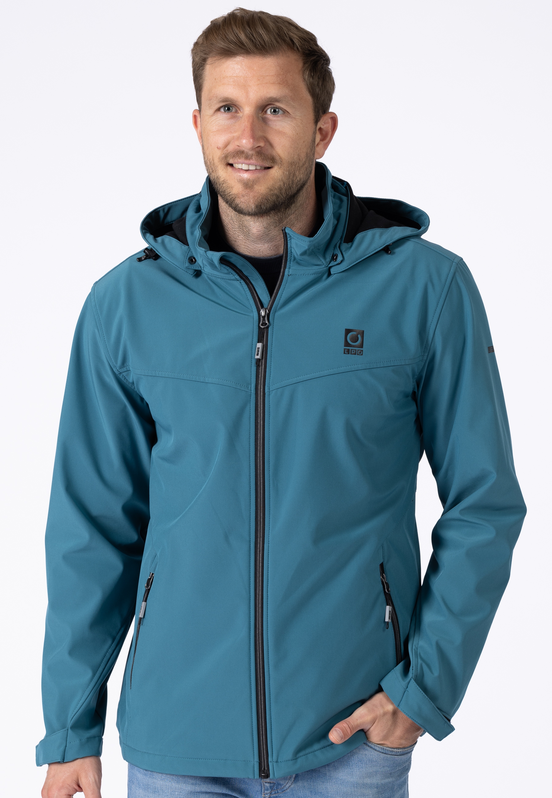 LPO Softshelljacke "Softshelljacke Melvin" mit Kapuze abnehmbare, verstellbare Kapuze