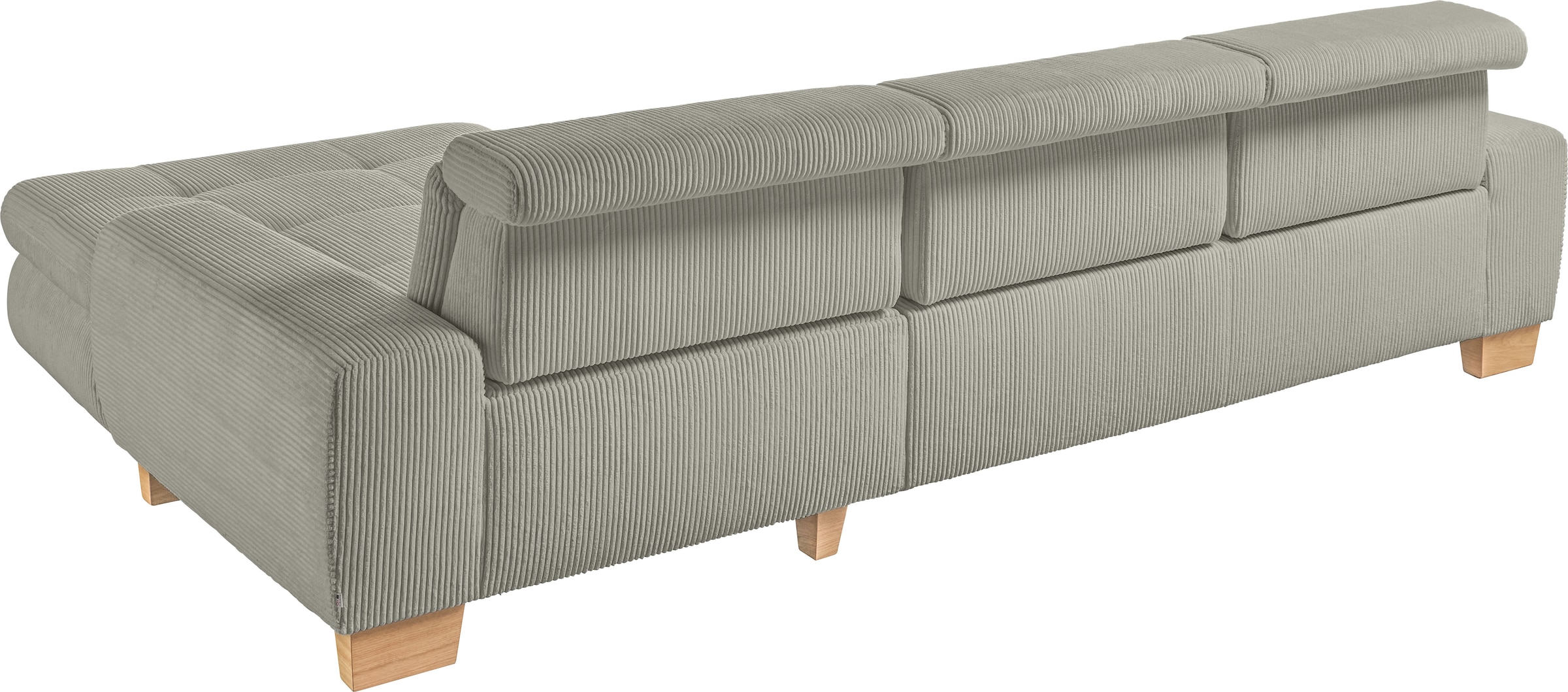 set one by Musterring Ecksofa »SO 3400 Sitzhöhe 47cm oder 49cm, Sitztiefe verstellbar, B/T: 307/195cm«, Kopteil verstellbar, mit Bettfunktion, in Cord, lind, Sitzhöhe 47