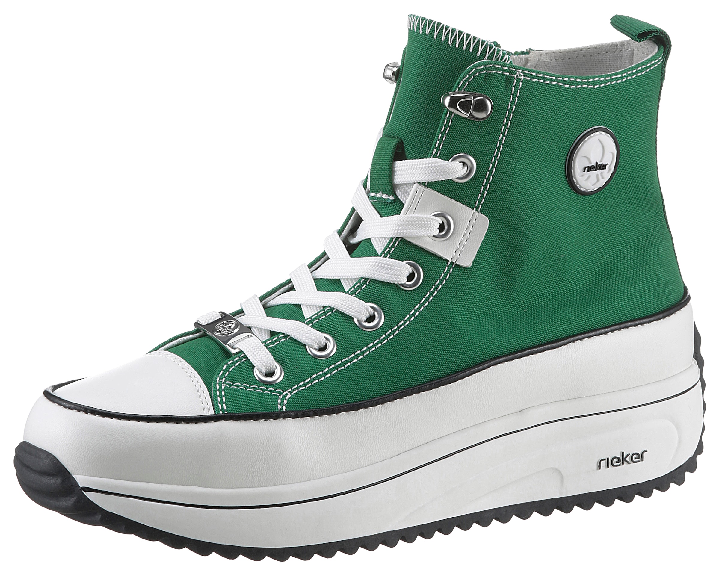 Rieker Sneaker, Plateau, High Top-Sneaker, Schnürschuh in veganer Verarbeitung