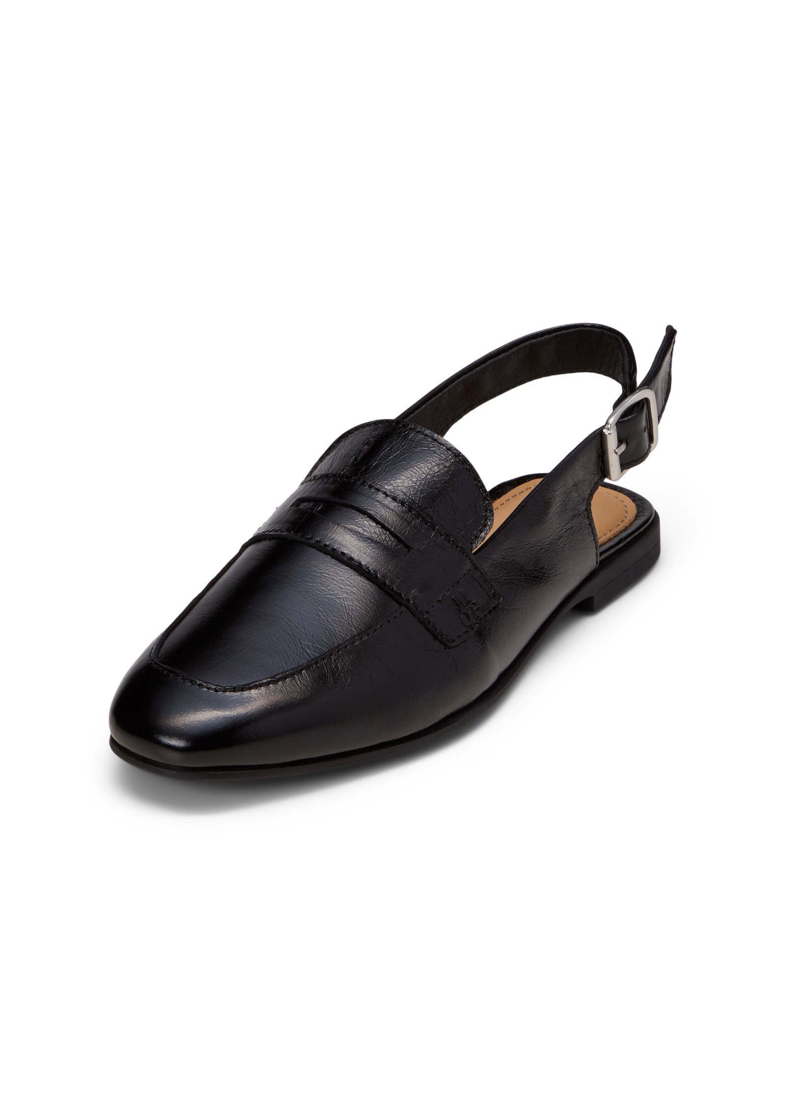 Loafer MARC O'POLO "aus veredeltem Rindleder", Damen, Gr. 39, schwarz, Obermaterial: 100% Leder (Rind), unifarben, Schuhe Loafer