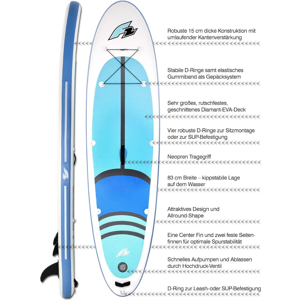 F2 SUP-Board »F2 Cross Sitz + Wendepaddel«, (mit Paddel und Sitz)