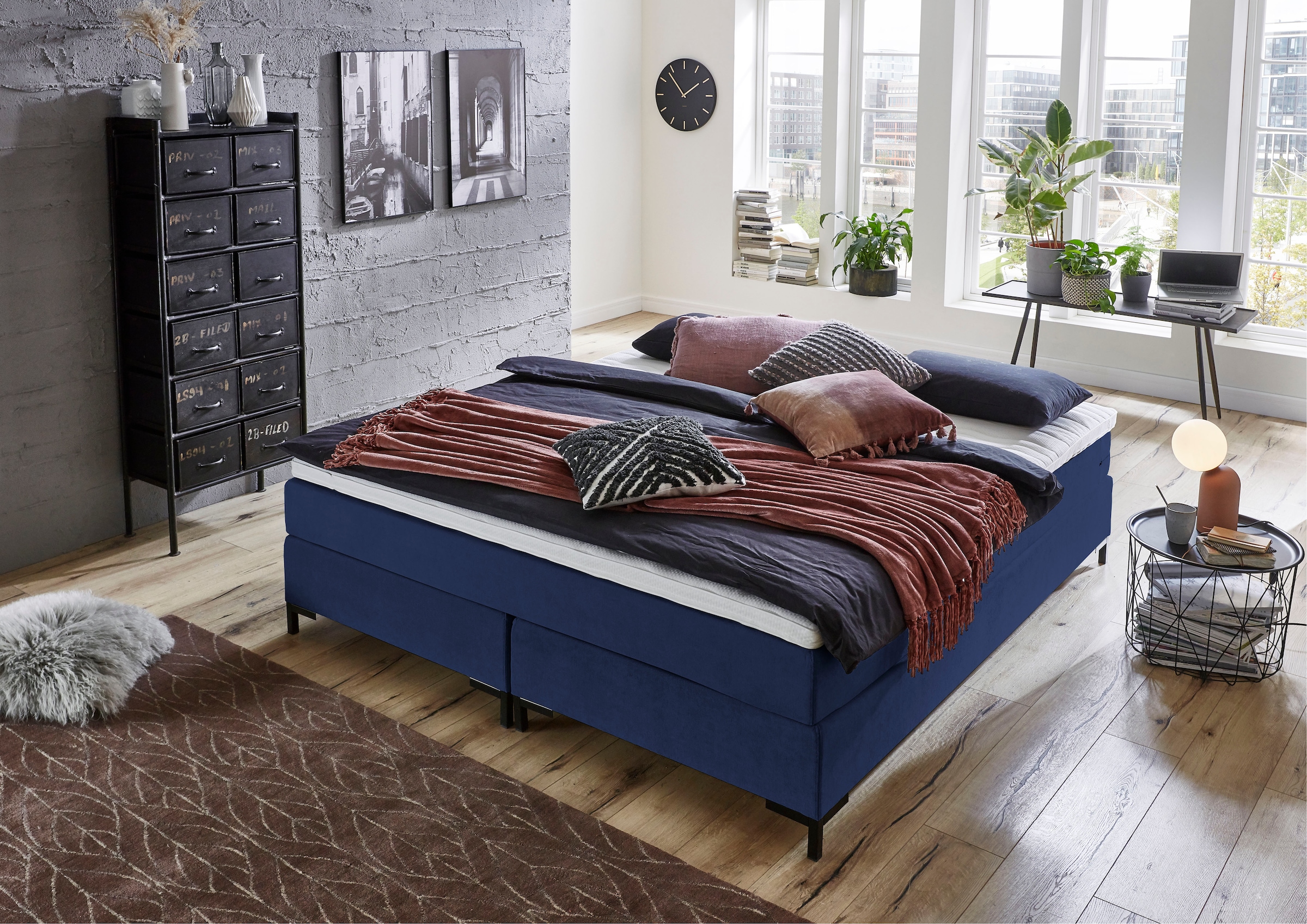 ATLANTIC home collection Boxspringbett "Romy", ohne Kopfteil, frei im Raum stellbar