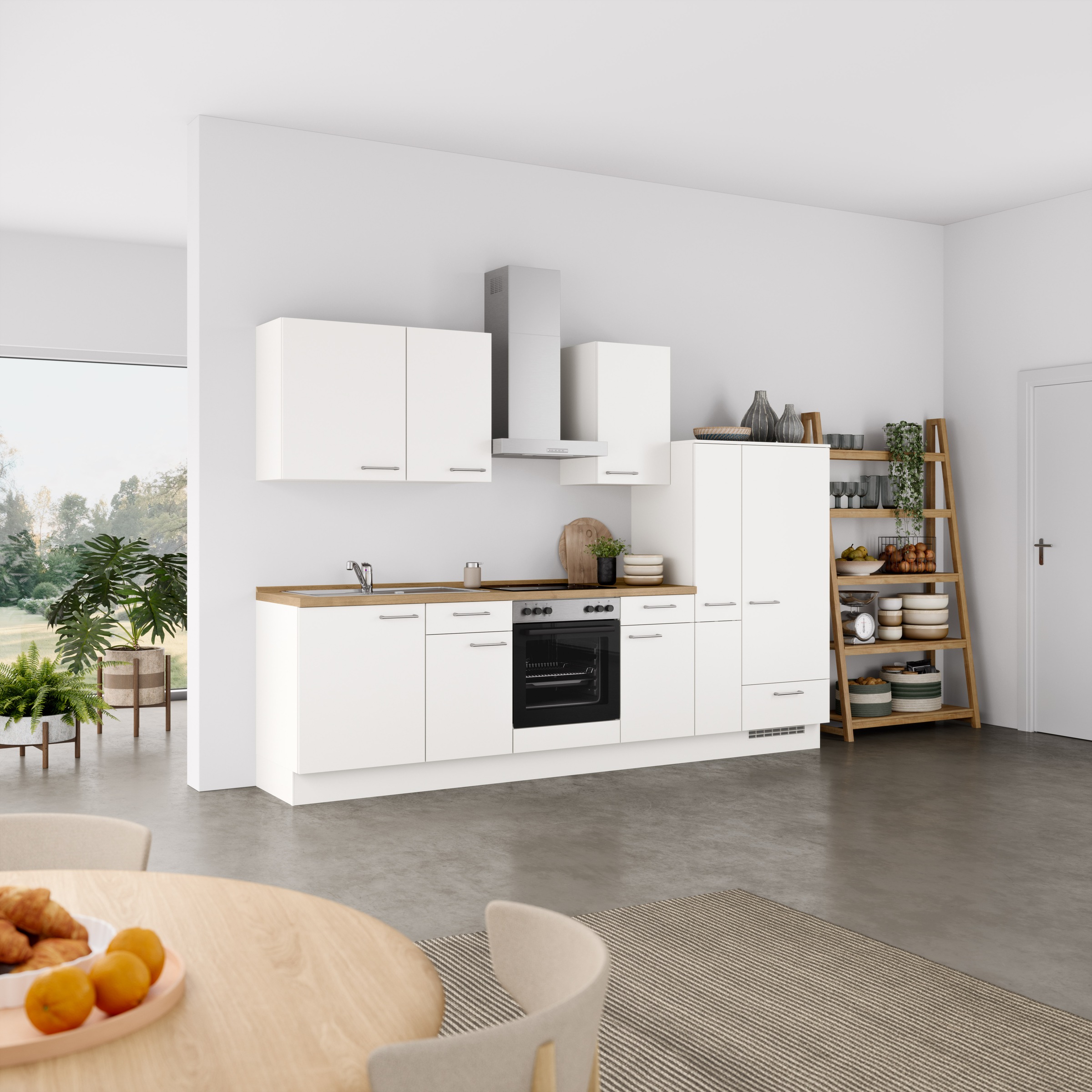 nobilia® Küchenzeile »"Laser I", NEU: individuell anpassbar mit gratis Profi-Beratung« vormontiert, 300 cm breit, optional mit verschiedenen E‑Geräte-Sets