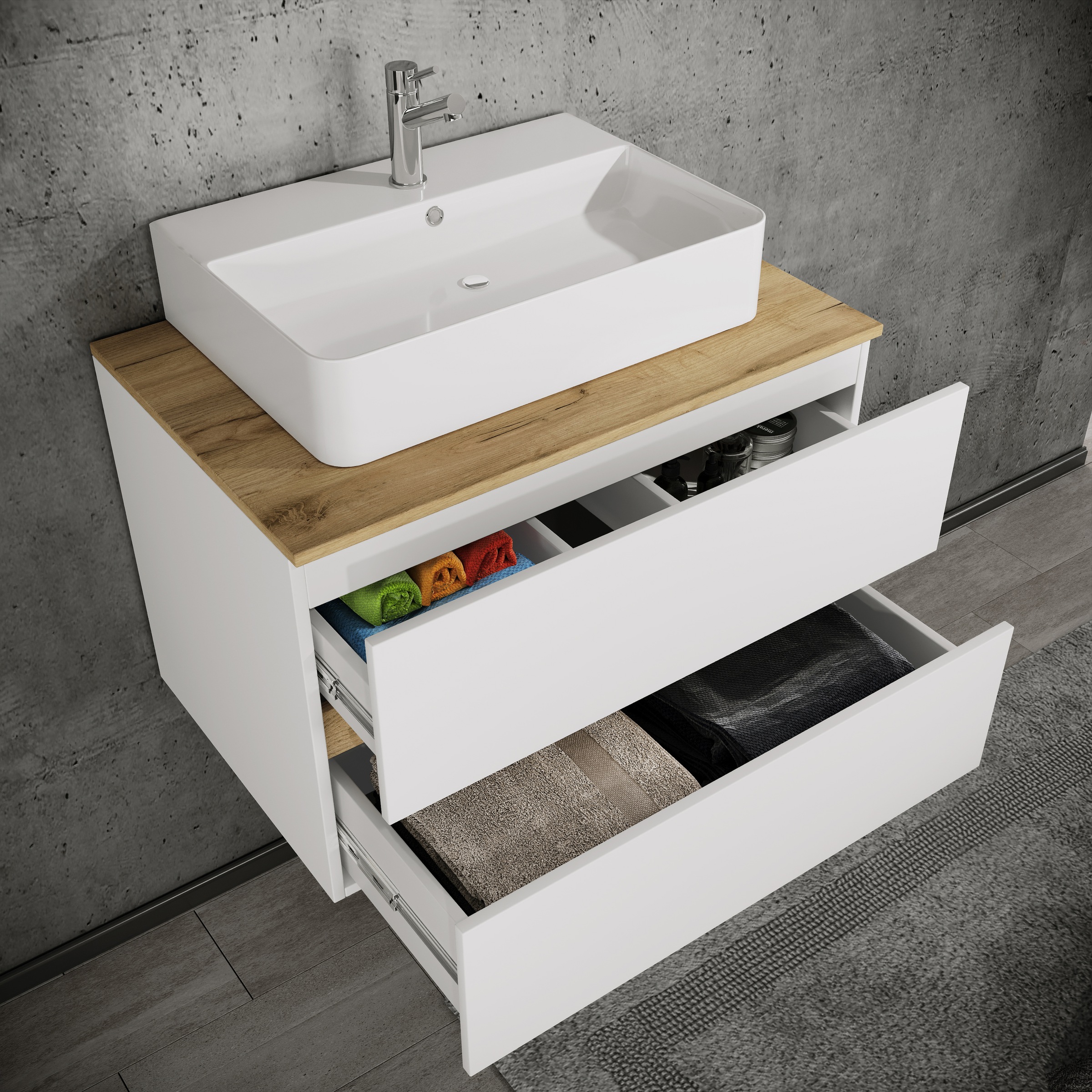 VCM Waschtisch »2 tlg. Badmöbel-Set mit Waschbecken Cosila-A 80 cm« 2 Stk. tlg.