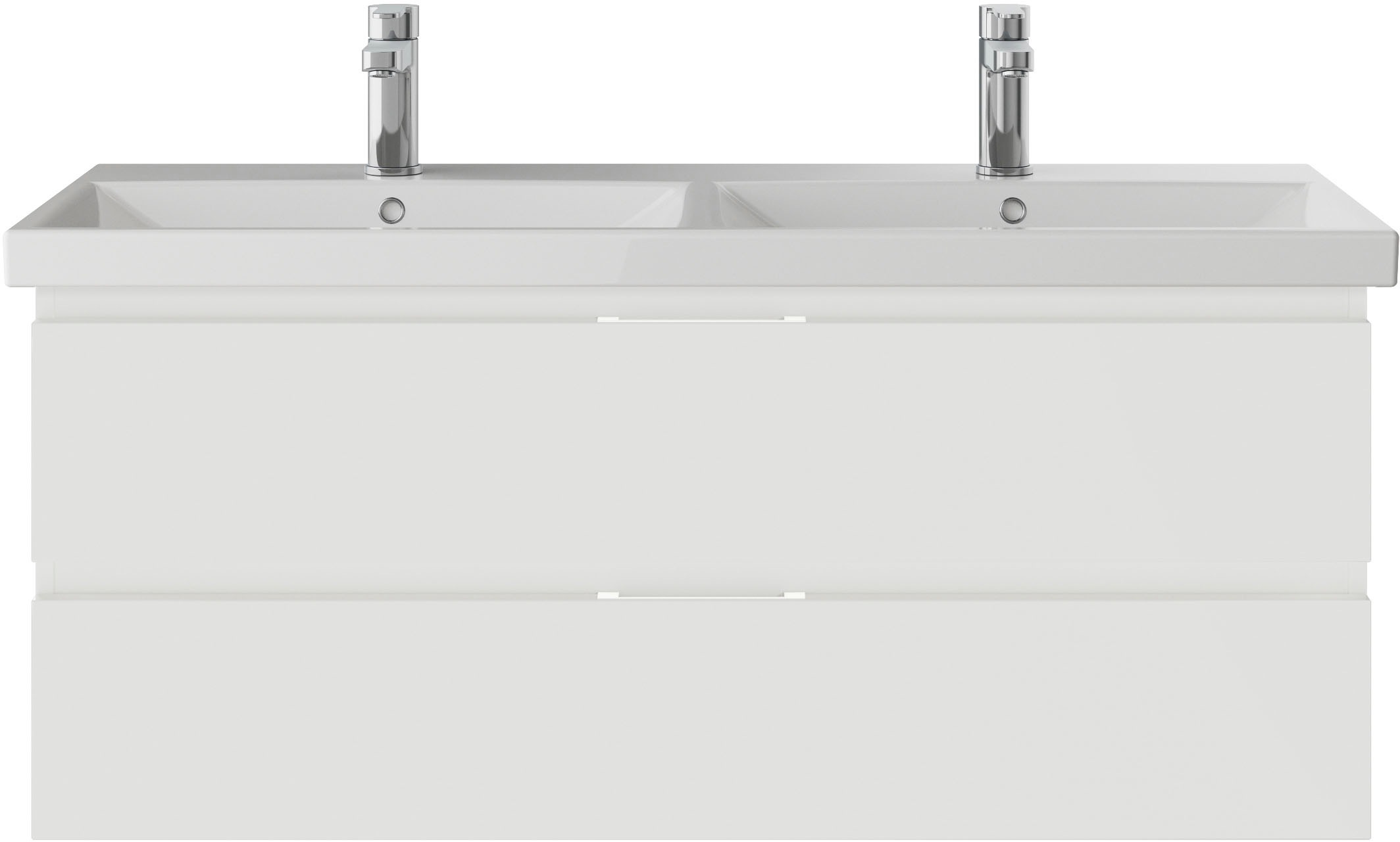 Saphir Badmöbel-Set »Serie 4035 2-teilig, Keramik-Doppelwaschtisch mit LED-Spiegel«, (Set), Doppel-Waschplatz inkl Türdämpfer, 120 cm breit, 2 Schubladen