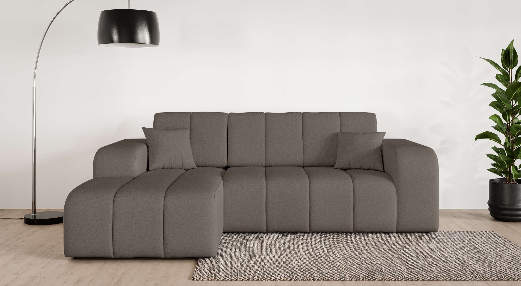 OTTO home Ecksofa "CASSY L-Form, Schlafsofa mit Bettkasten, Maße B/T/H: 245/165/88 cm" mit 2 Rückenkissen, Recamiere rechts oder links bestellbar