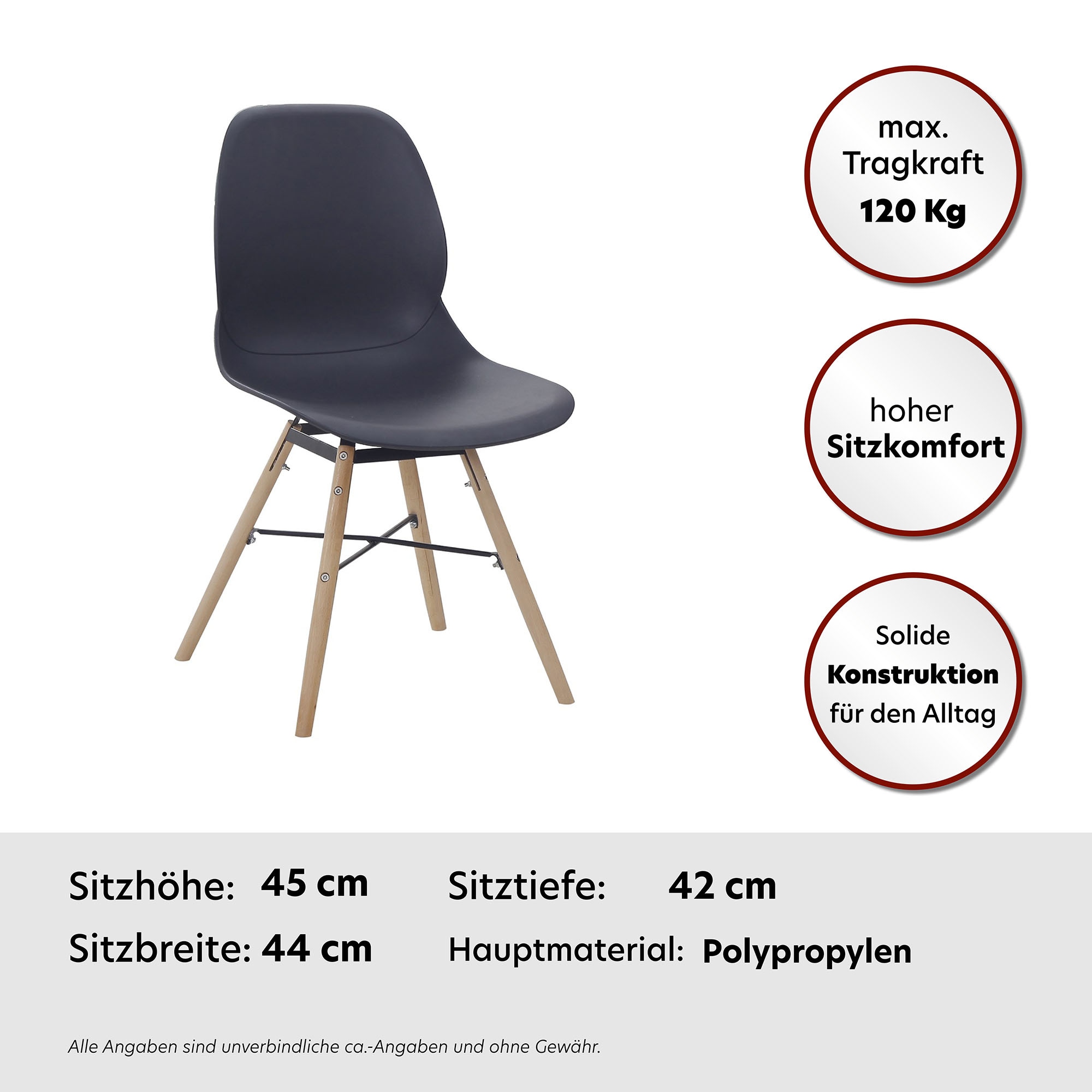 Kayoom 4-Fußstuhl »Stuhl Amy 110 2er-Set, praktisches Set, bequemer Kunststoffstuhl«, (Set), 2 St., pflegeleicht, abwaschbar, in einem Stück spritzgegossene Sitzfläche