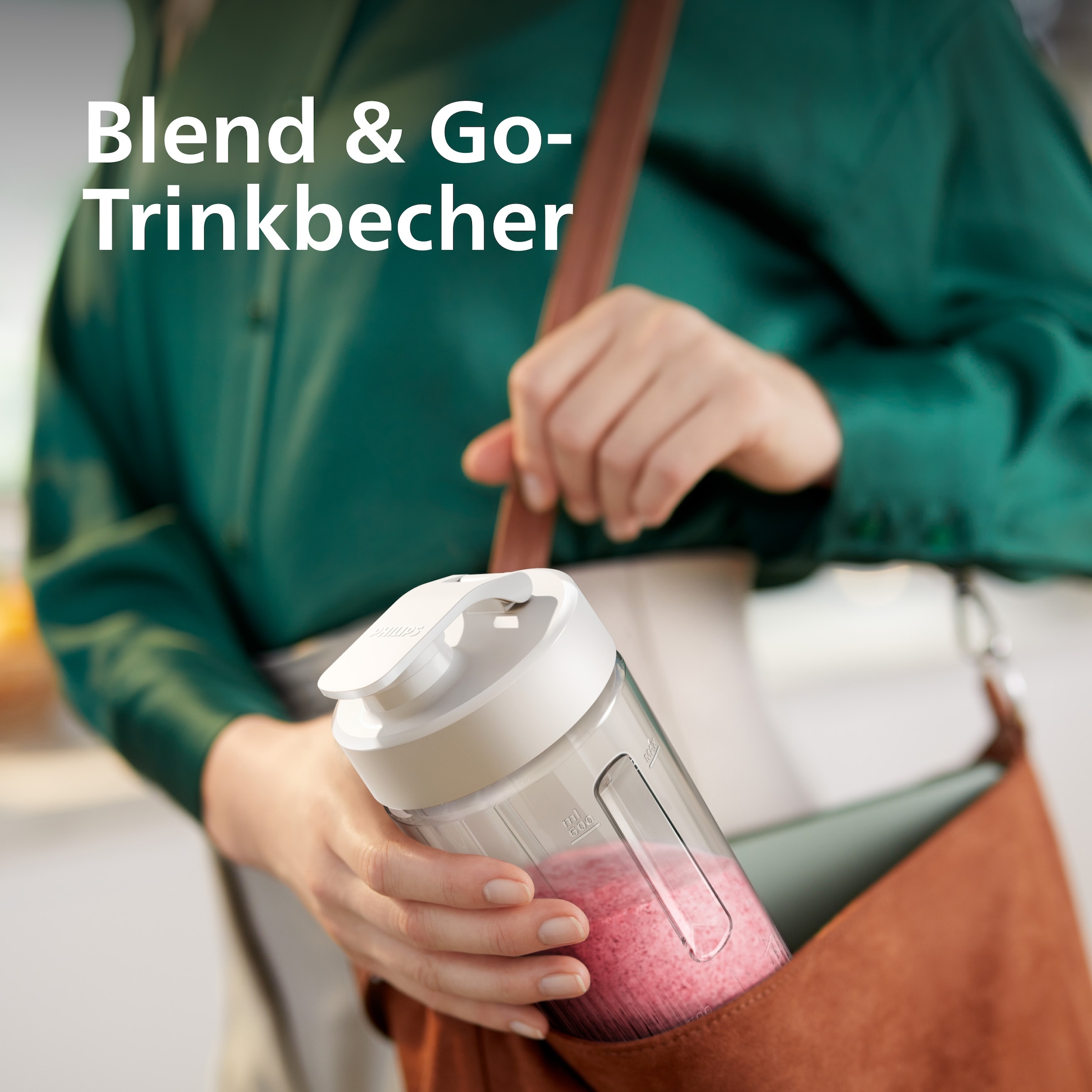 Philips Standmixer »HR2760/01 mit ProBlend-Technologie« 350 W Blend & Go-Trinkbecher, 2 Geschwindigkeitsstufen, Weiß