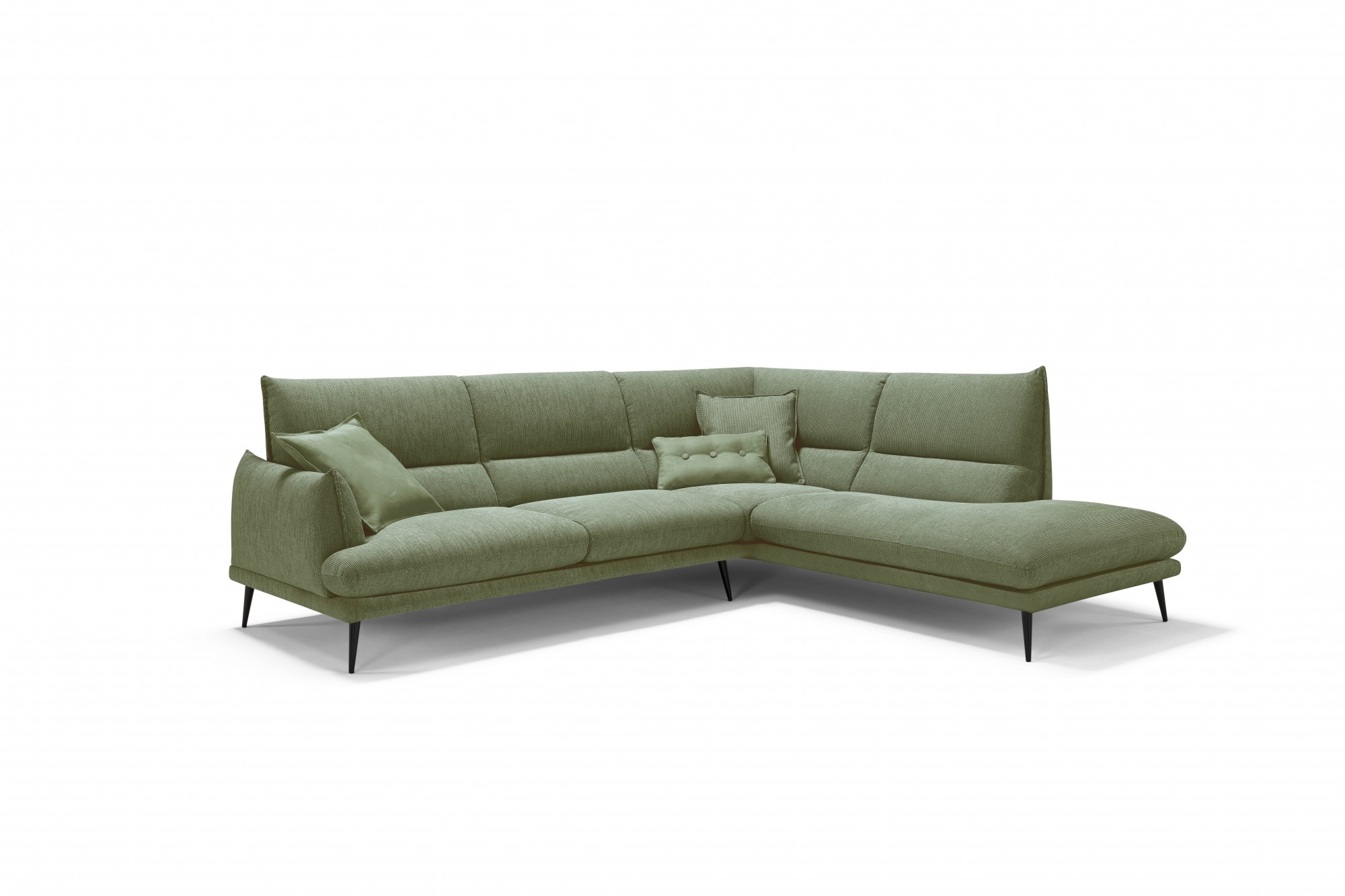 Egoitaliano Ecksofa "FUNNY, hochwertiges & aktuelles Design, bequeme Rückenlehne, L-Form" toller Sitzkomfort, hochwertiger Strukturmix-Bezug, Breite 265cm