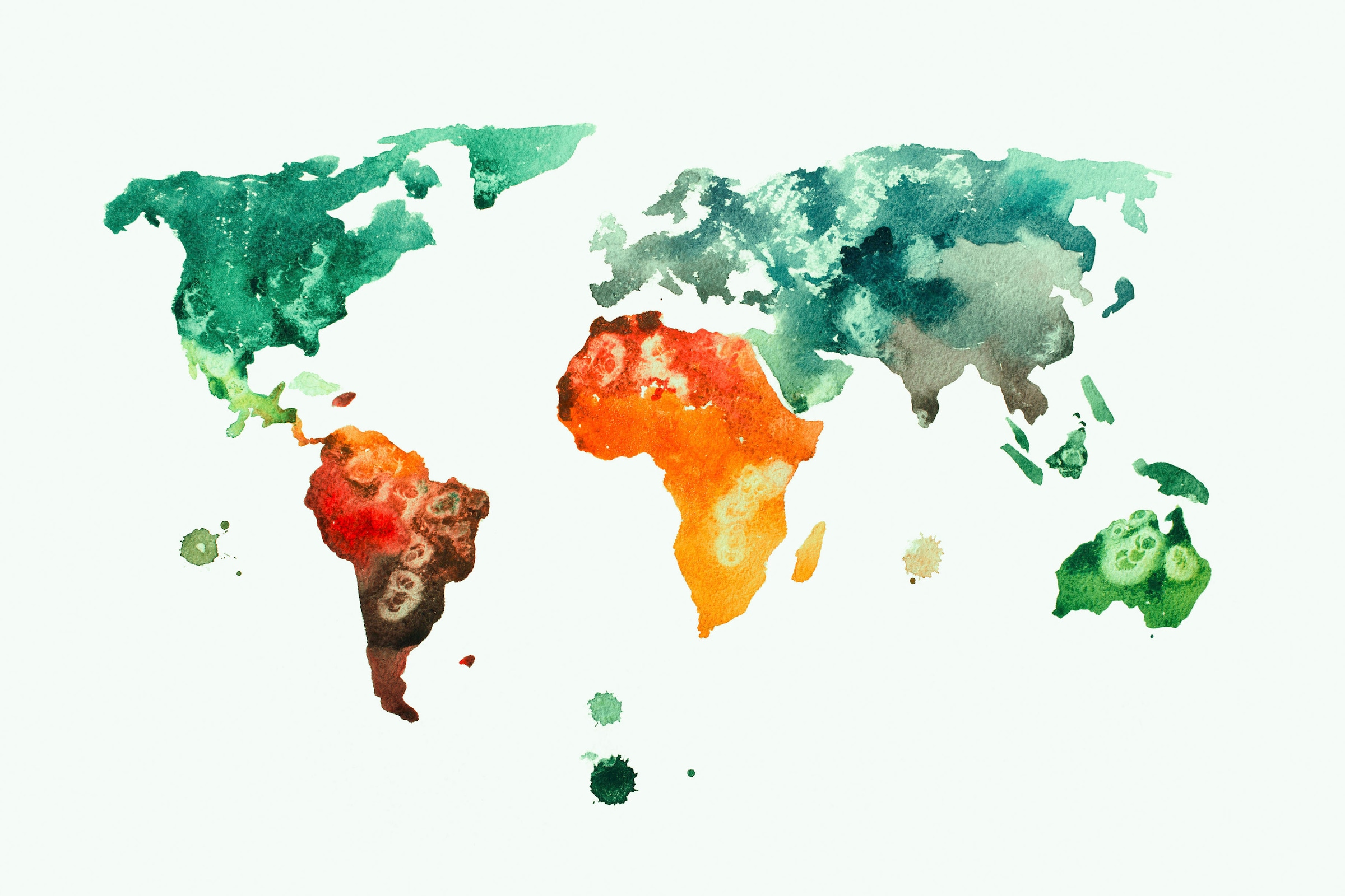 A.S. Création Leinwandbild »Colourful World 3«, Kunst-Weltkarte-Kinder, (1 St.), Atlas Weltkarte Bunt Aquarell Keilrahmen Leinwand-Bild Wohnzimmer Wand