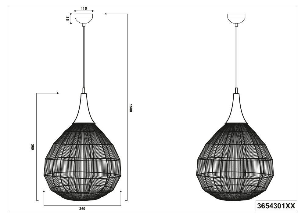 TRIO Leuchten Pendelleuchte »SORAYA, 1-flammige Hängelampe mit Drahtgeflecht Lampenschirm« E27 1 Stk. warmweiß - kaltweiß exkl 1xE27 max 10W Höhe bis 150 cm einstellbar Hängeleuchte Wohnzimmer