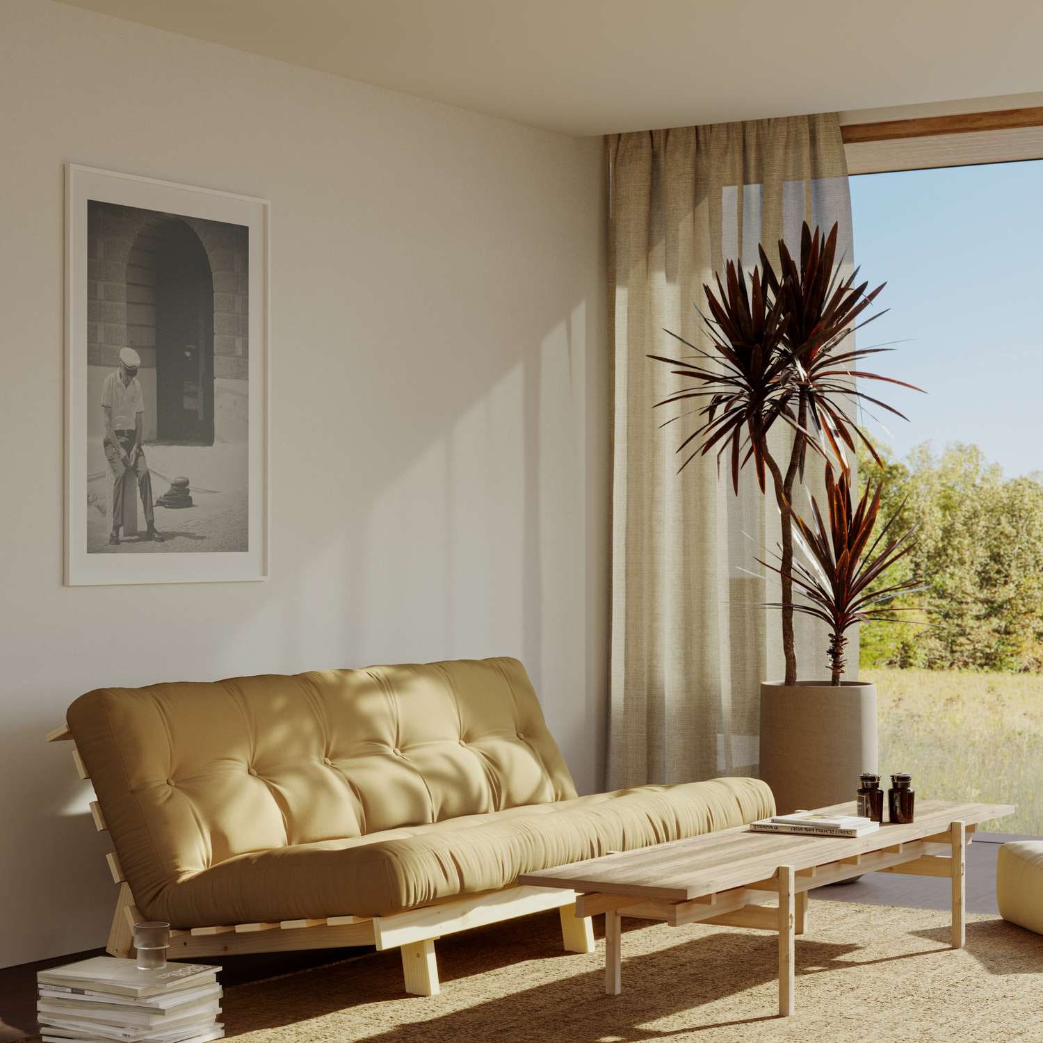 Karup Design Schlafsofa »Lean 200 Schlafsofa, Gästebett, Sofa mit Futonmatratze«, (2 St.), Inkl. Futonmatratze, Liegefläche 130x200 cm, FSC® zertifizierte Kiefer