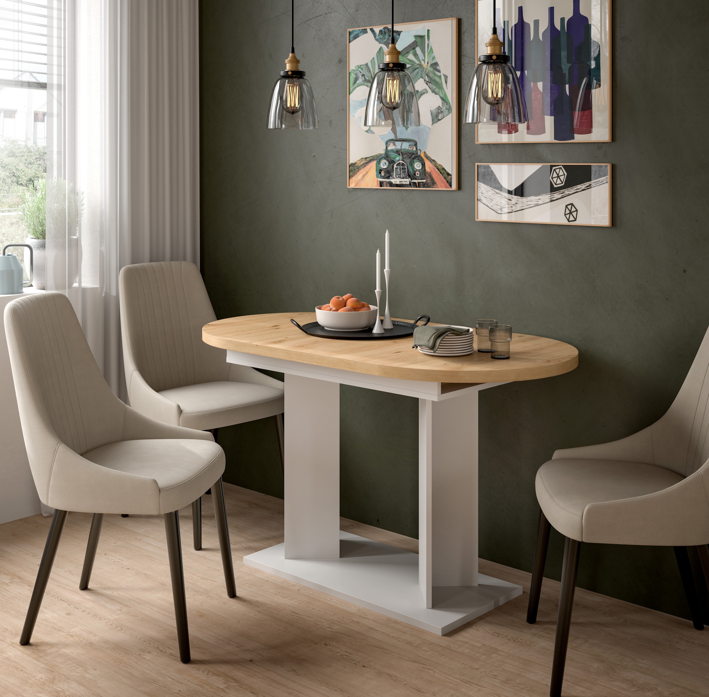 Home affaire Esstisch »GERO, 130-170 cm, ausziehbar, Säulengestell« in verschiedenen Ausführungen erhältlich, 1 Stk. tlg. Tisch, Esstisch, Esszimmer, Esszimmertisch, Küchetisch, Bartisch