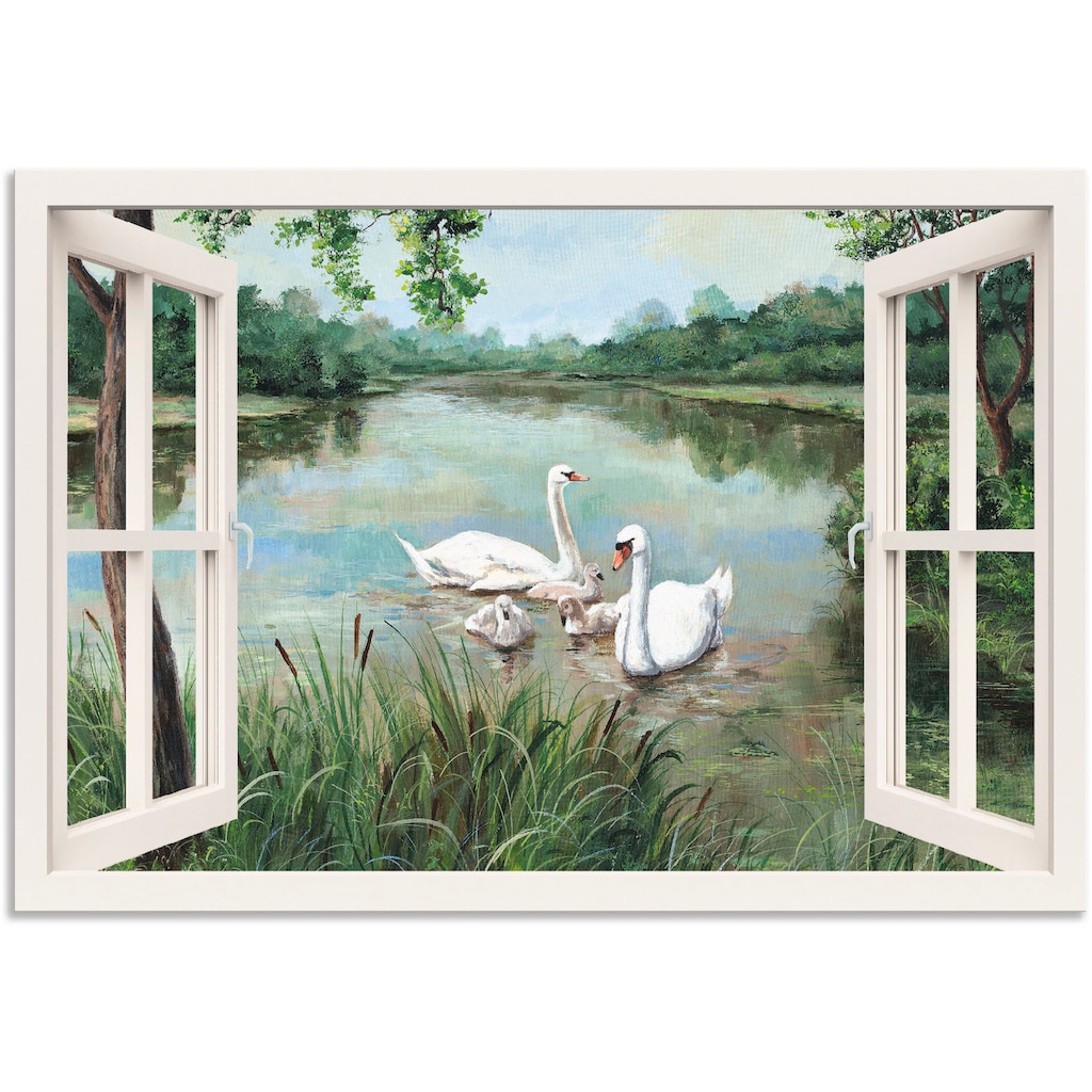 Artland Wandbild »Fensterblick - Schwäne«, Vögel, (1 St.)