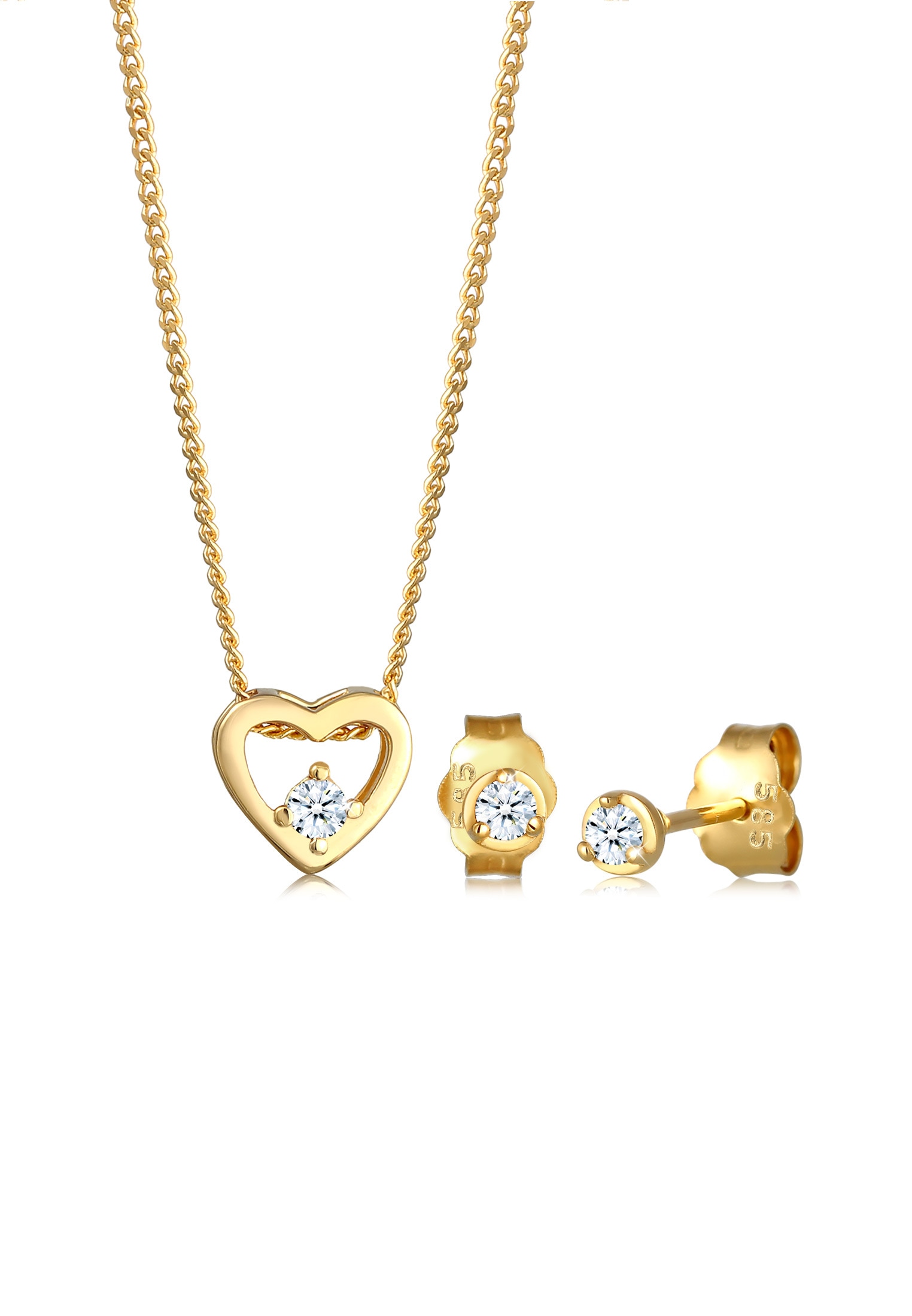 Schmuckset »Herz Liebe Solitär Diamant (0.09ct.) 585 Gelbgold«