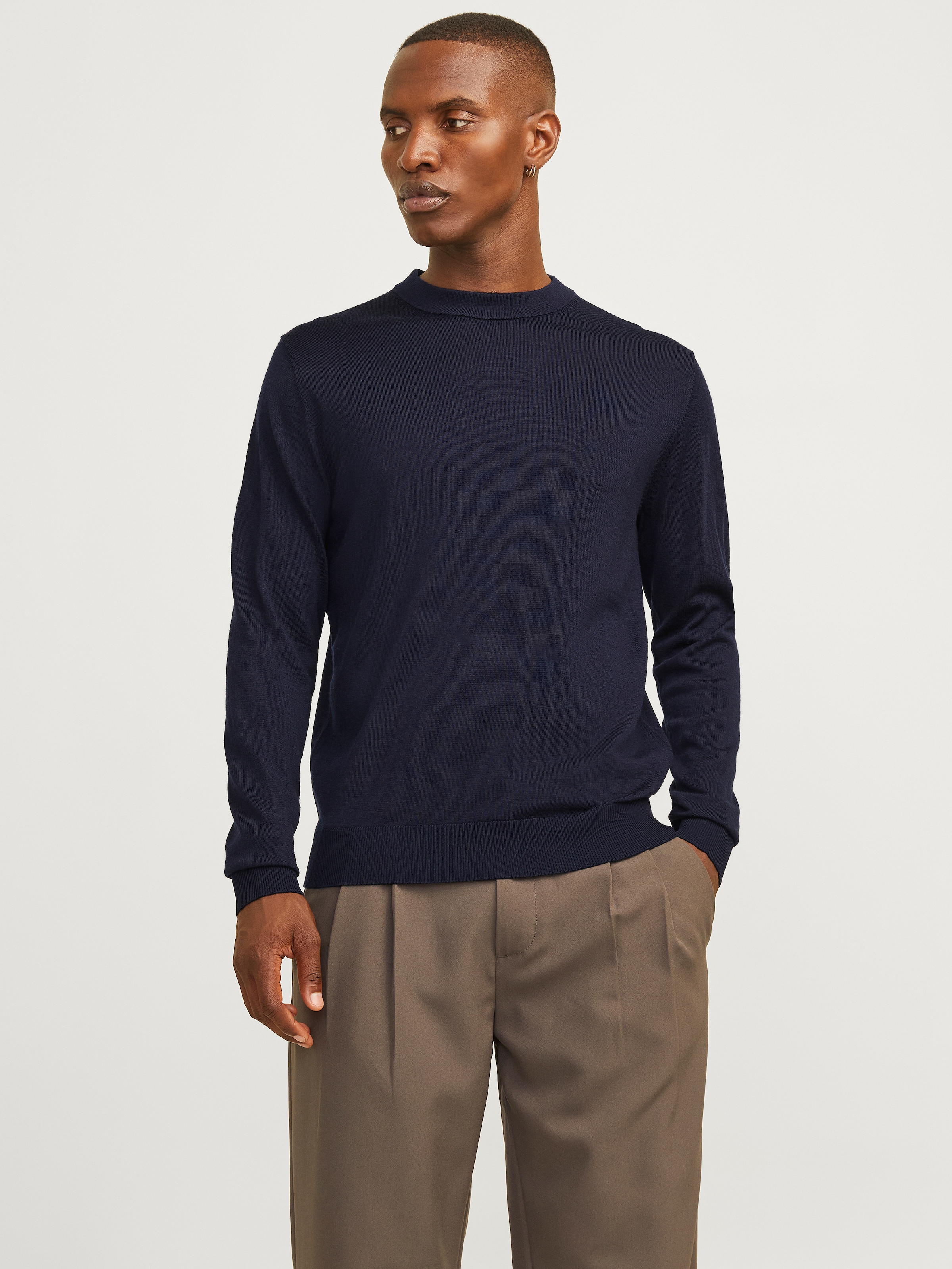 Jack & Jones Rundhalspullover "JPRBLAMILANO STITCH KNIT CREW NECK SN" Baumwolle, relaxed fit