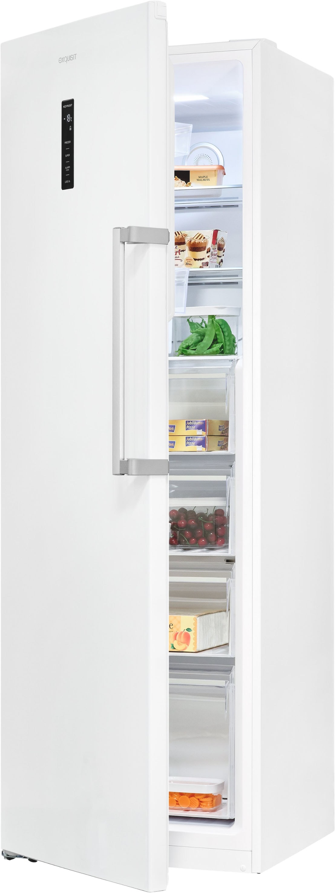 exquisit Gefrierschrank "GS295-NF-H-040C weiss" 185 cm hoch 60 cm breit Viel Platz, starke Gefrierleistung & No Frost für eisfreies Gefrieren