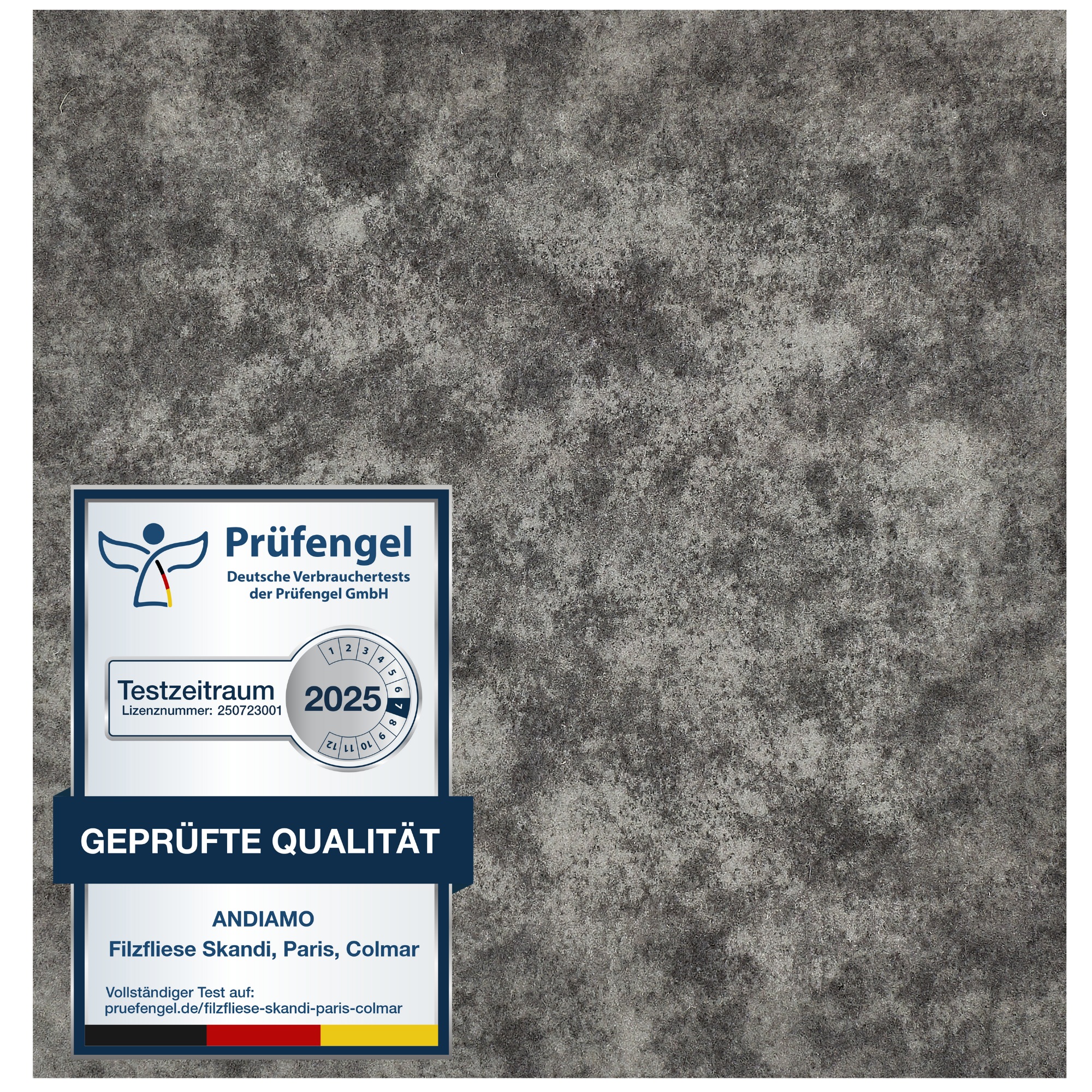 ANDIAMO Teppichfliese "Colmar Nadelfilz, Gesamthöhe 4 mm", B : 40cm 1 Stk., L: 40cm, grau, Teppiche, 40x40 cm, selbstklebend, robust &