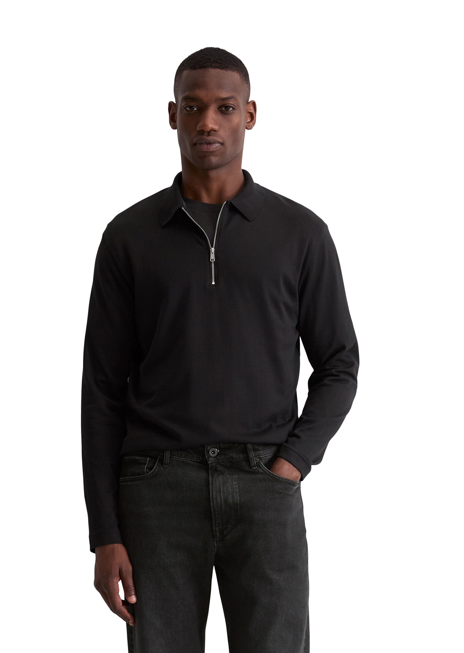 Marc OPolo Langarmshirt "mit Flachstrickkragen" günstig online kaufen