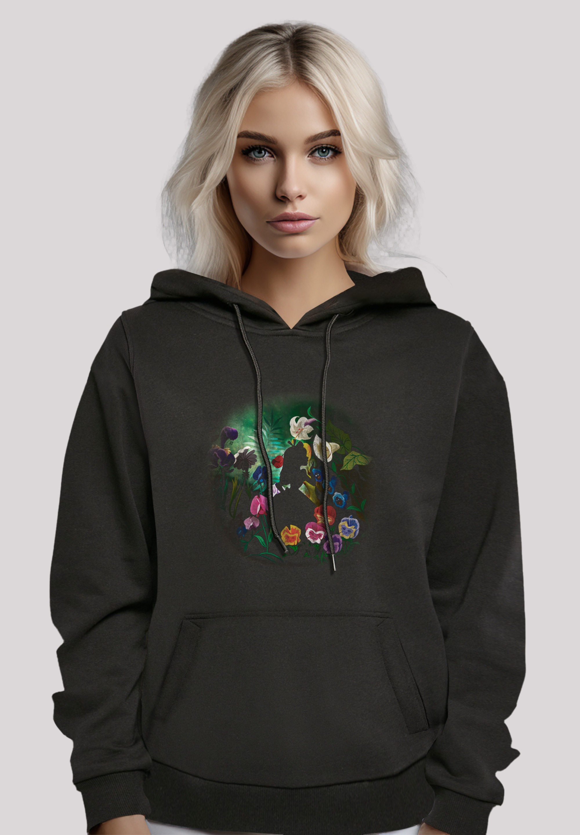 F4NT4STIC Kapuzenpullover "Disney Alice im Wunderland Black Flower", Premium Qualität