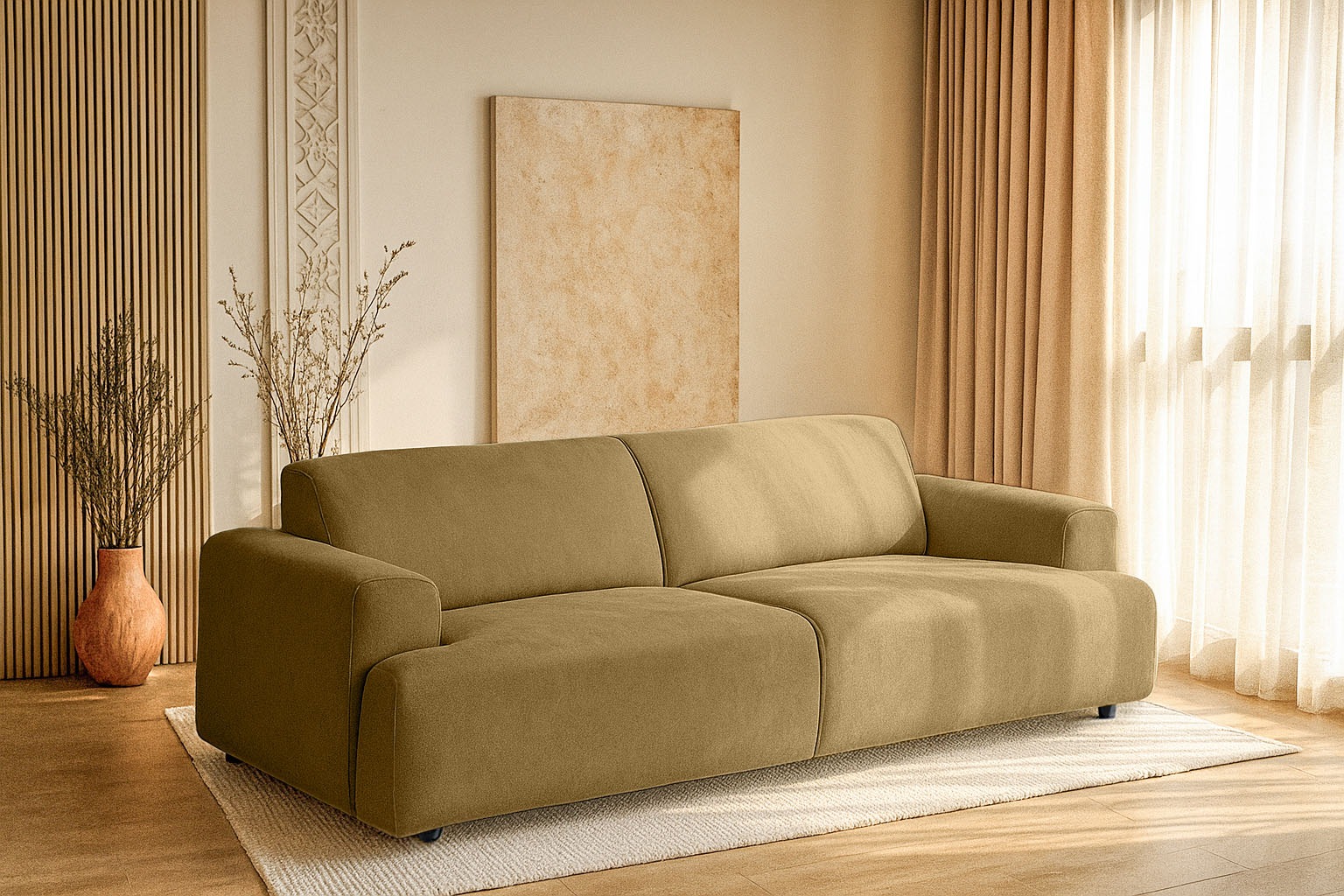 andas 3-Sitzer »Linkka, Breite 237 cm«, in einem weichen Chenille-Stoff, mit Wellenunterfederung