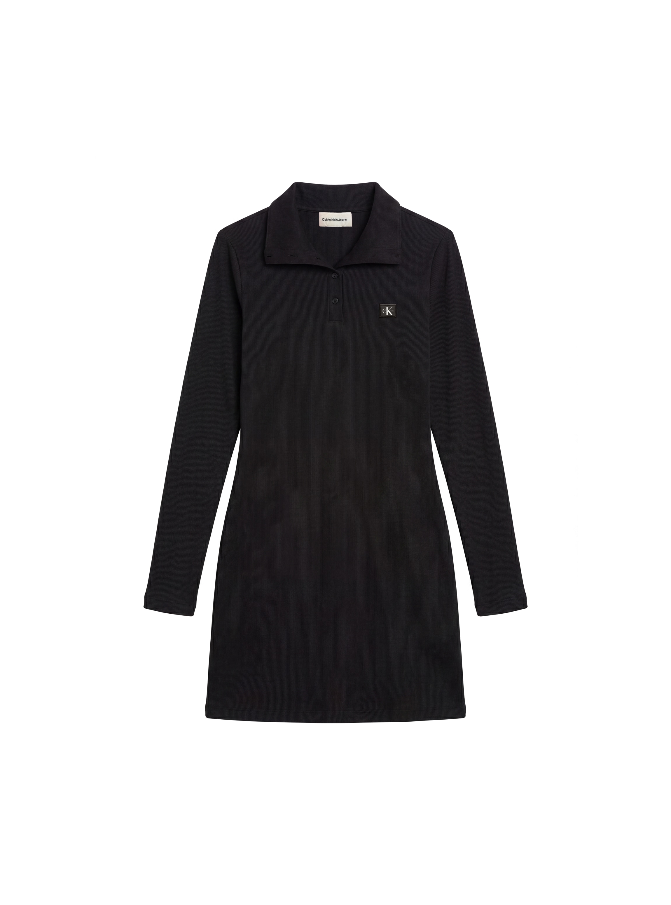 Calvin Klein Jeans Minikleid »WOVEN LABEL TURTLENECK HENLEY« Ohne Tasche Regular fit mit Polokragen