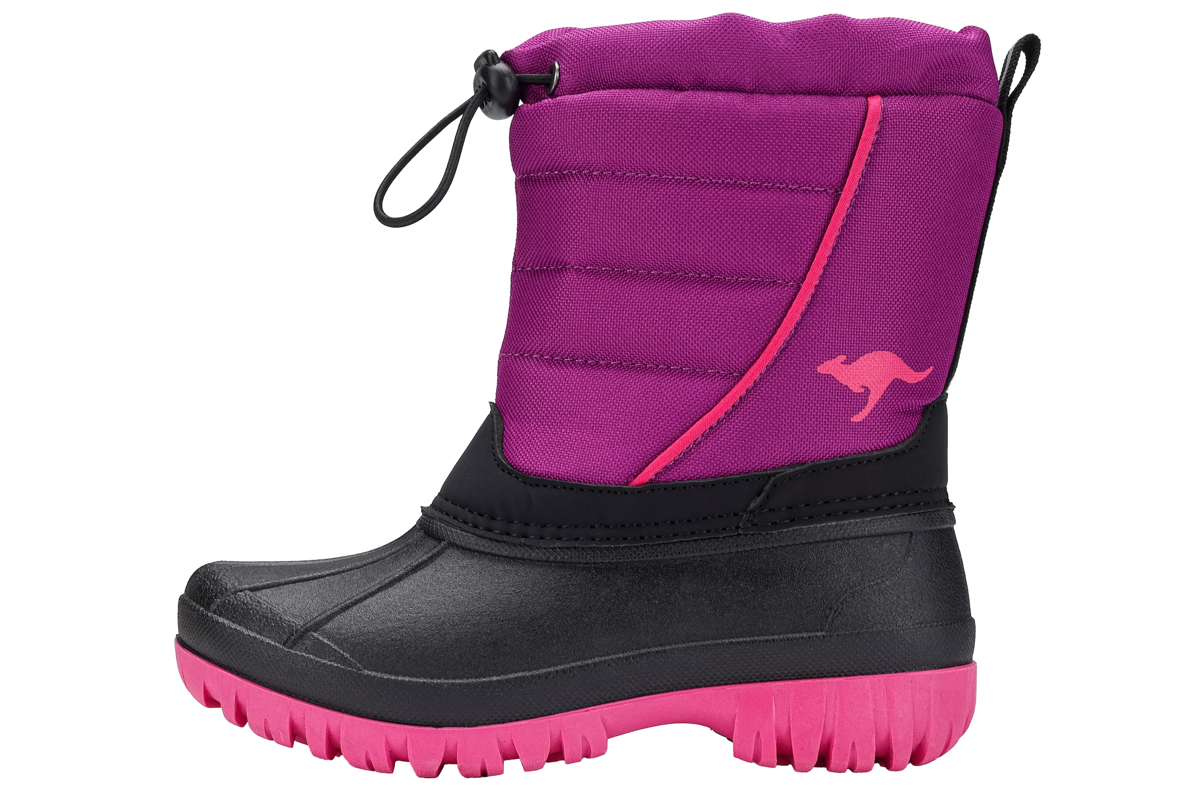 Winterboots KANGAROOS "K-Ben", Jungen, Gr. 35, fuchsia, neon pink, Synthetik, Textil, Schuhe Winterboots, Wasserabweisend,Winterschuhe, Winterstiefel, Snowboots