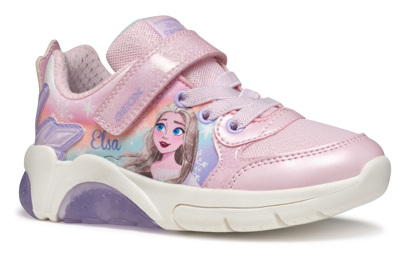 Geox Sneaker »J FADINLIGHT GIRL Blinkschuh«, Disney Schuh, Klettschuh, Frozen Sneaker mit Blinkfunktion