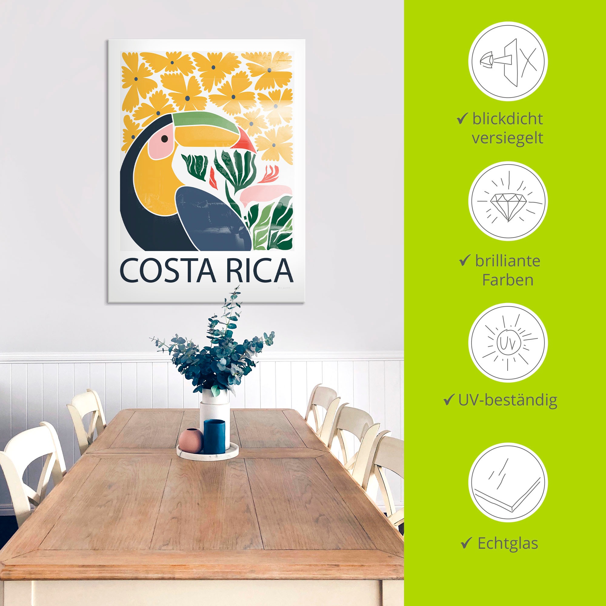 Artland Glasbild »Costa Rica« Vogelbilder 1 Stk. tlg. in verschiedenen Größen