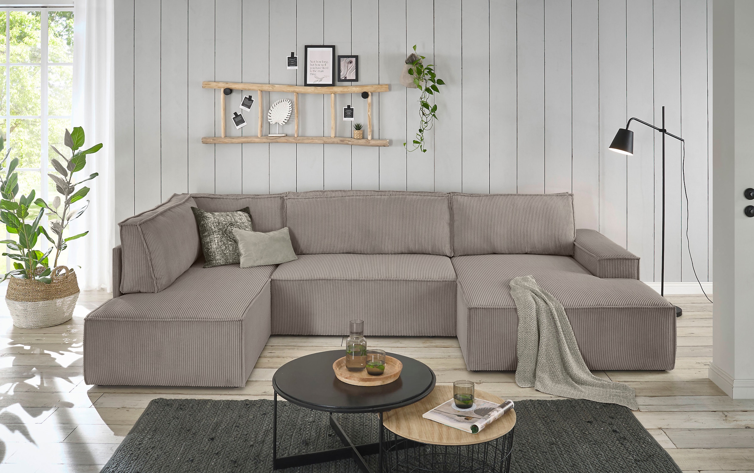 Home affaire Wohnlandschaft »SHERWOOD 329 cm, U-Form, Schlafsofa,«
