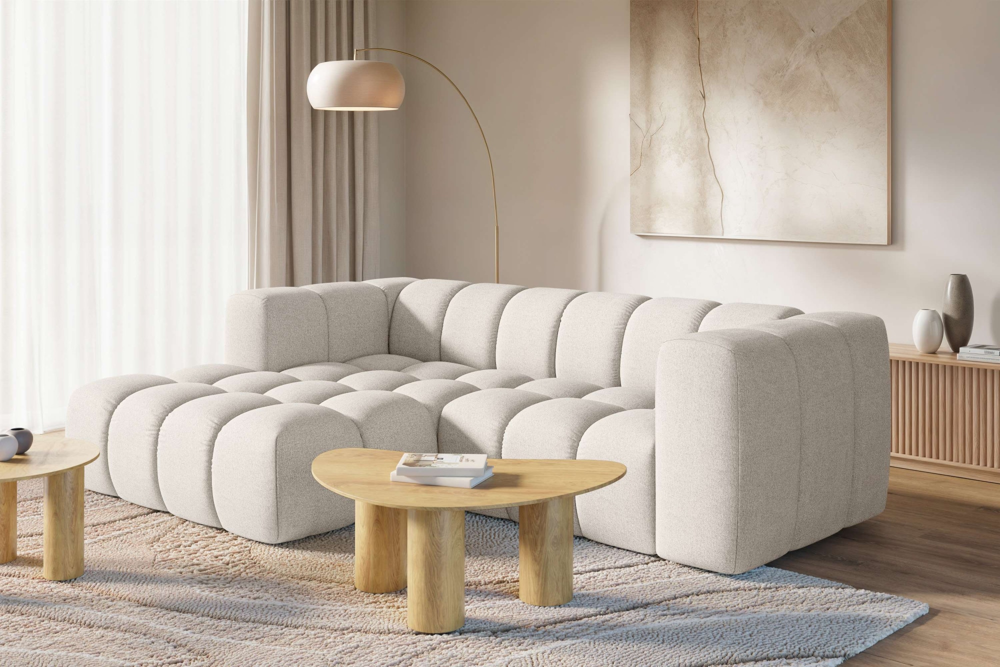 homsy by Ana Johnson Ecksofa ""L" BOUBELLE L-Form, Design-Sofa, Bubble-Optik, Breite 247 cm" hoher Sitzkomfort dank Wellenunterfederung, L Sitztiefe 63 cm
