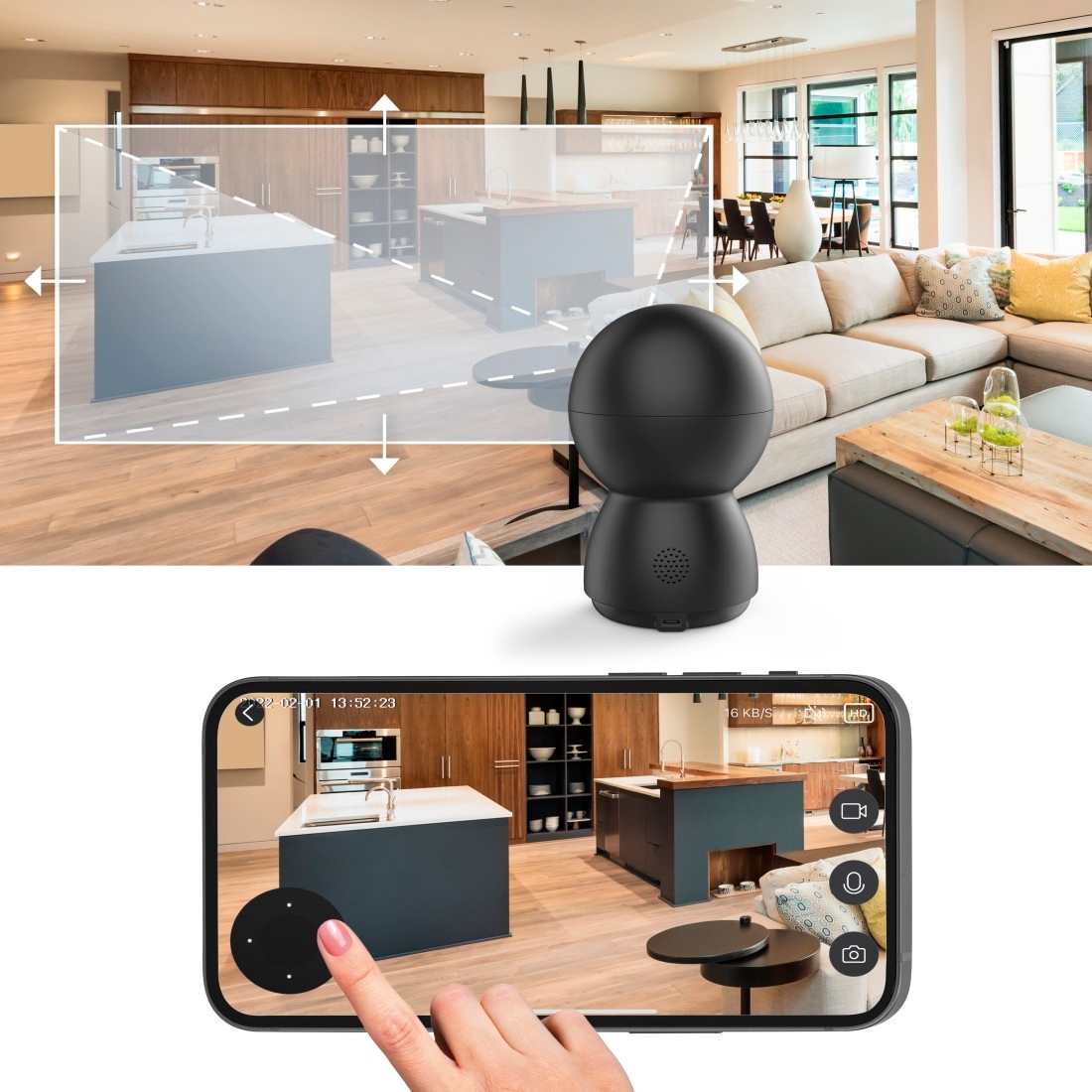 Hama Smart Home Kamera »WLAN Kamera Indoor (App, kabellos, schwenkbar, Bewegungsmelder, Live)«, Innenbereich