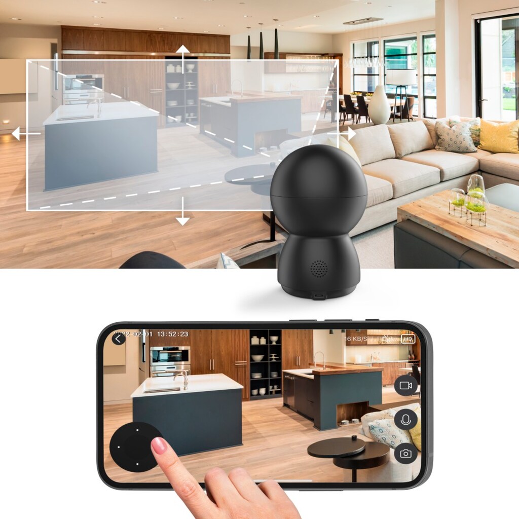 Hama Smart Home Kamera »WLAN Kamera Indoor (App, schwenkbar, Bewegungsmelder, Live)«, Innenbereich