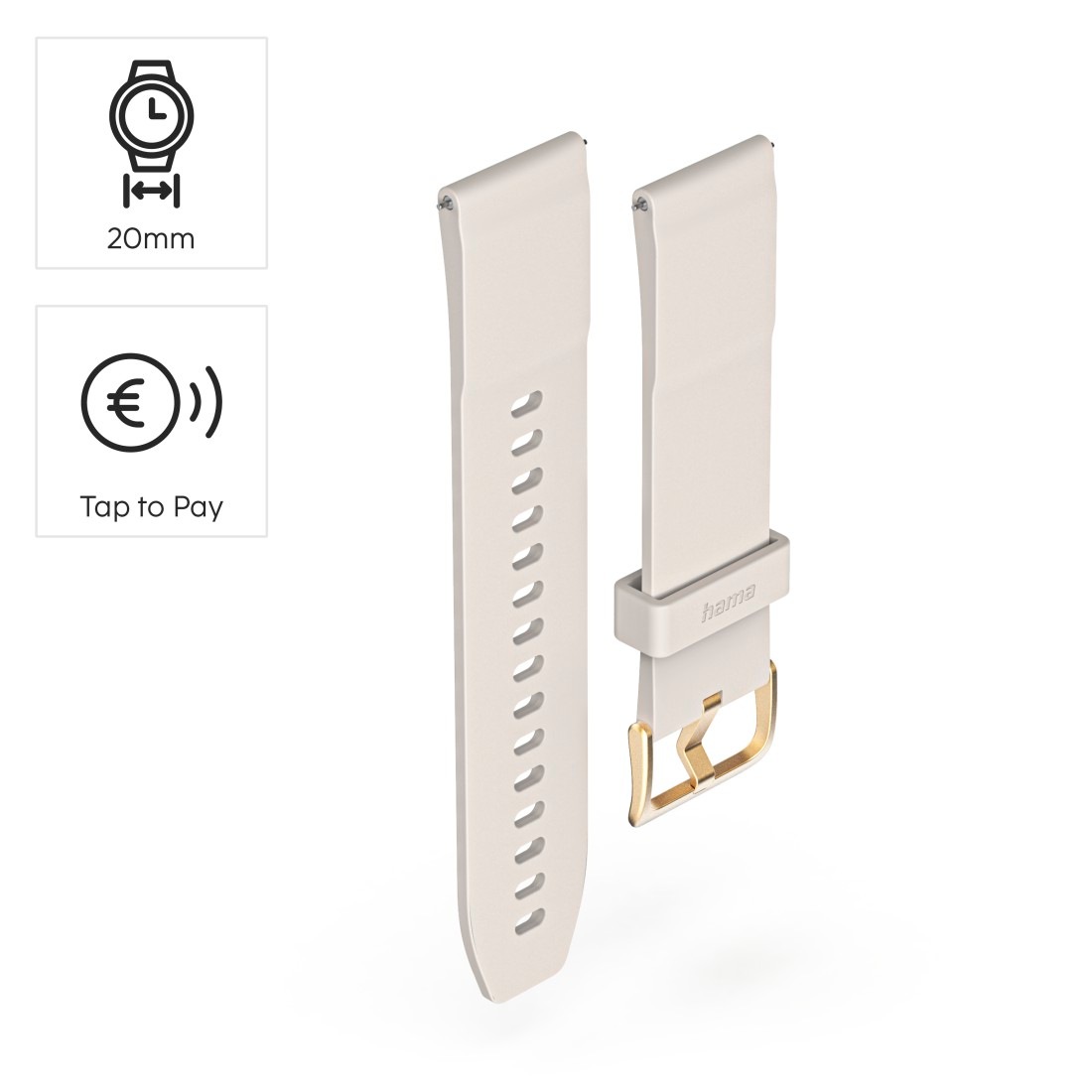 Hama Uhrenarmband »NFC-Armband (kontaktlos bezahlen, für Uhren/Smartwatches, 20 mm)« Bezahlarmband zum Wechseln, Fidesmo-App, Mastercard/Visa-zertifiziert