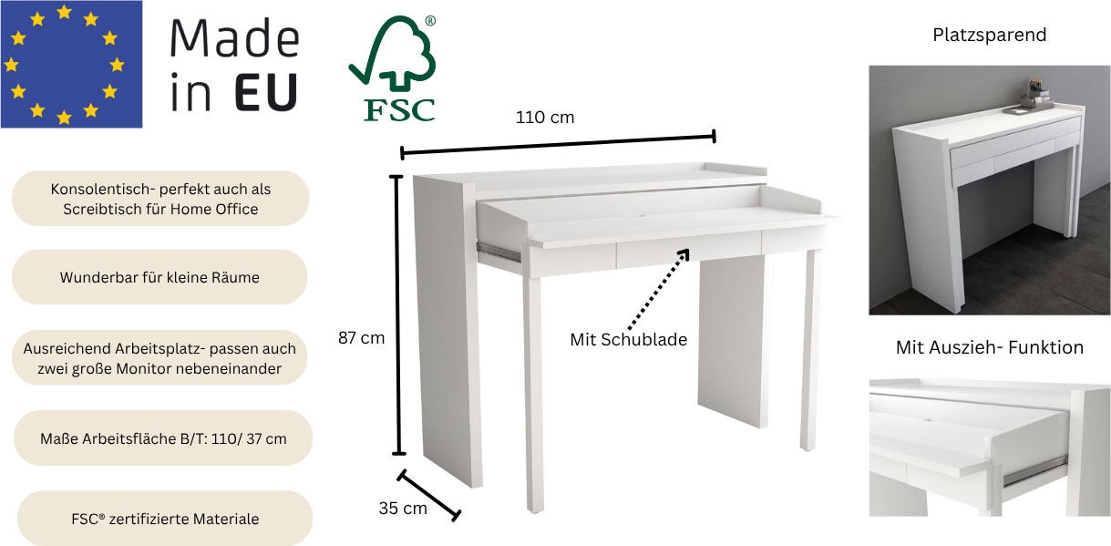 Woodman Konsolentisch »Jens«, mit Schreibtisch Funktion, im extravaganten Design