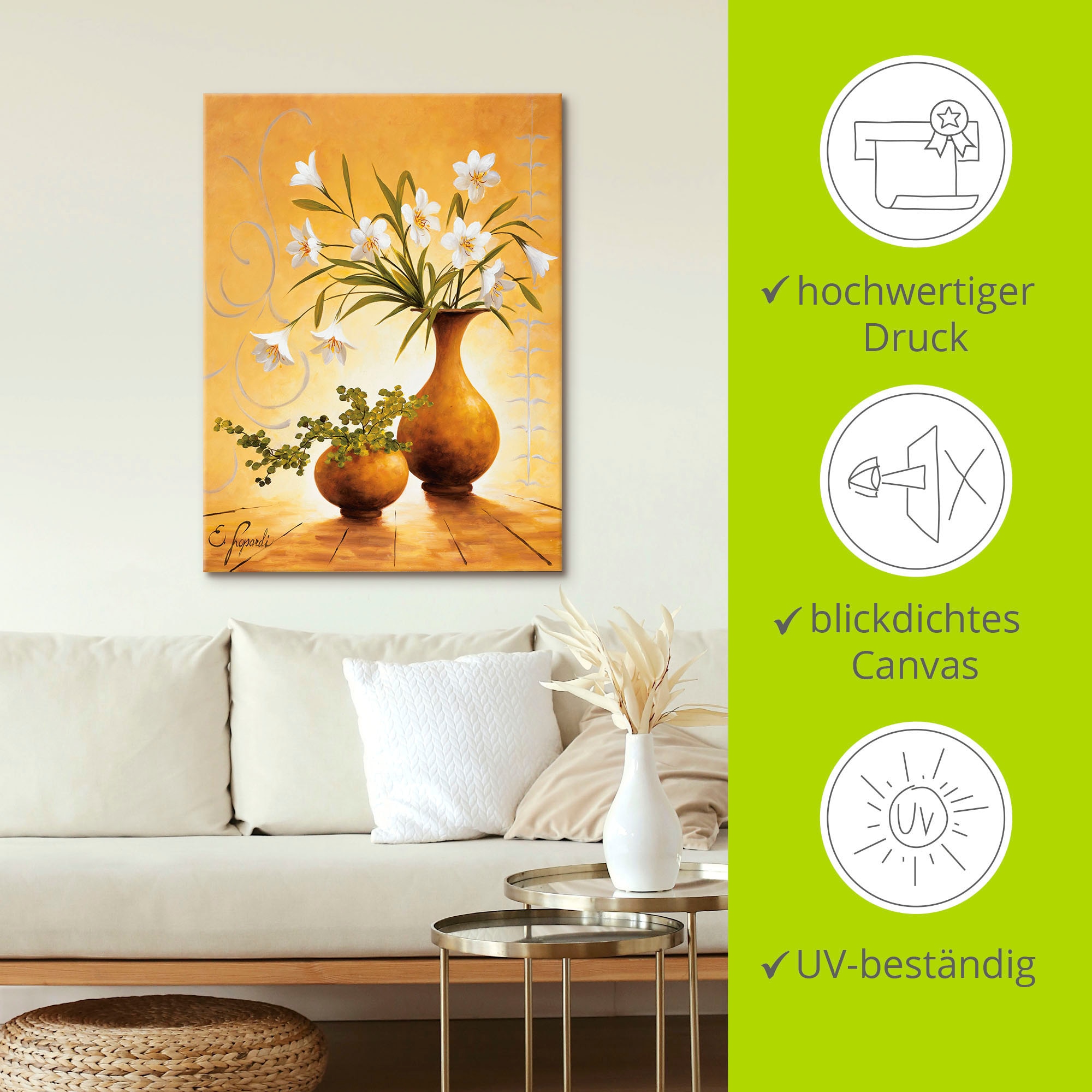 Artland Wandbild »Italienische Blumen III«, Vasen & Töpfe, (1 St.), als Alubild, Leinwandbild, Wandaufkleber oder Poster in versch. Größen