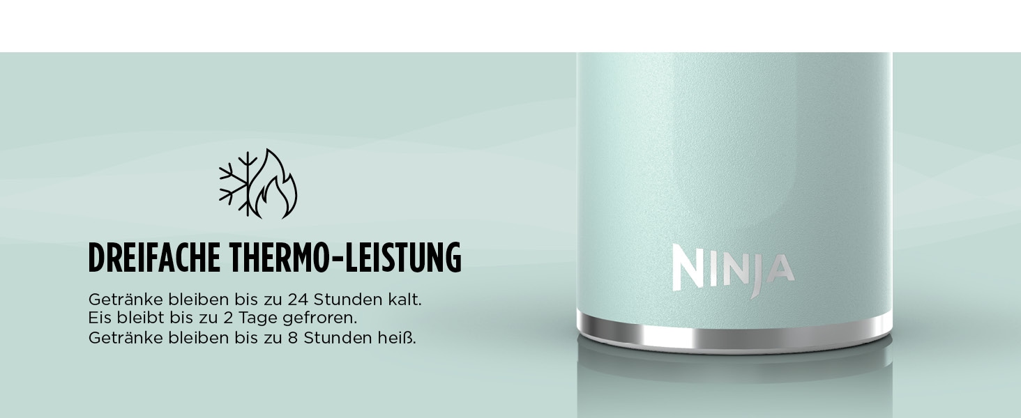 NINJA Isolierflasche »Ninja Thirsti Reiseflasche – 530 ml DW1801EUU / 700 ml DW2401EUU«, Getränke bleiben 24 Stunden kalt, 12 Stunden heiß, Eis hält 2 Tage
